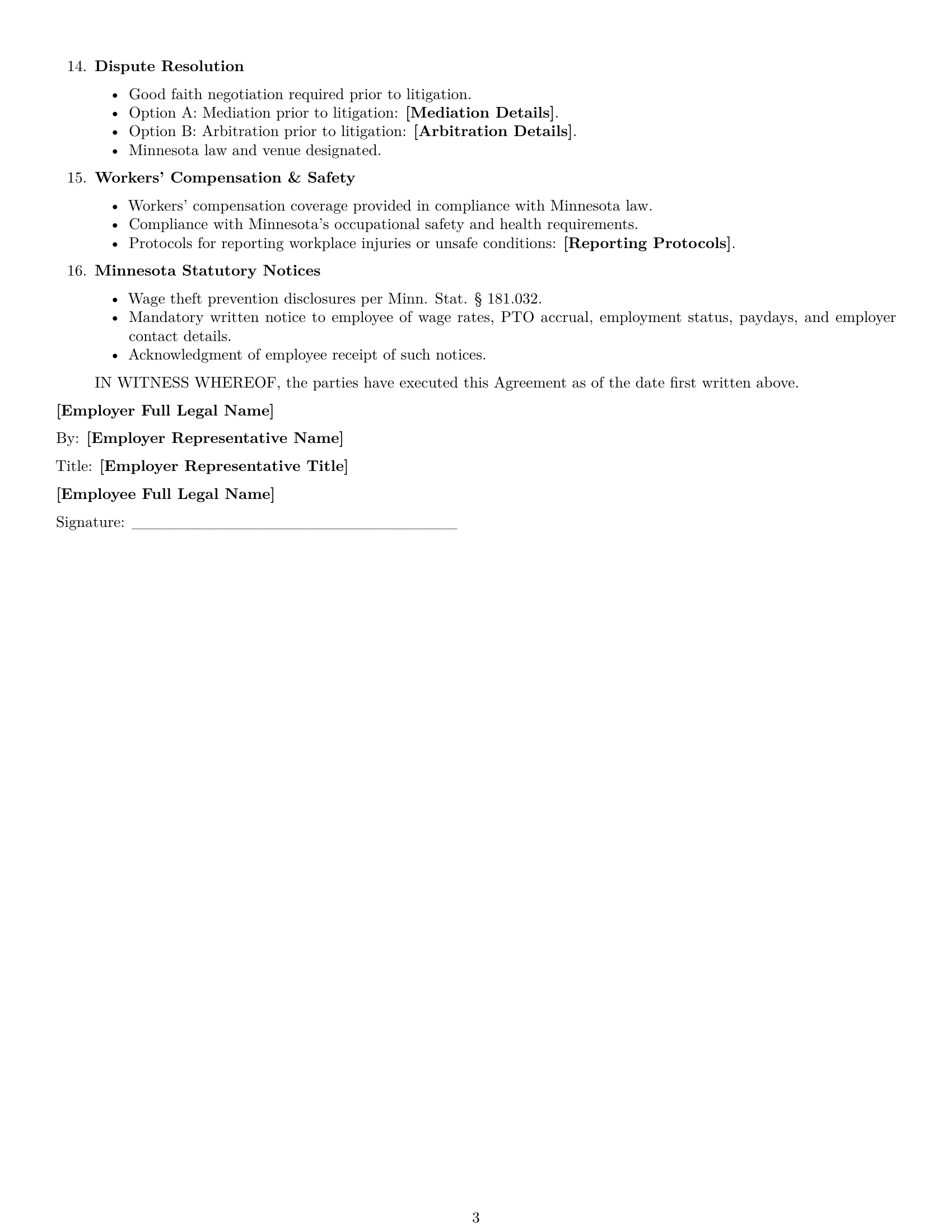 Preview page 3 of Free Minnesota accountant employment contract template