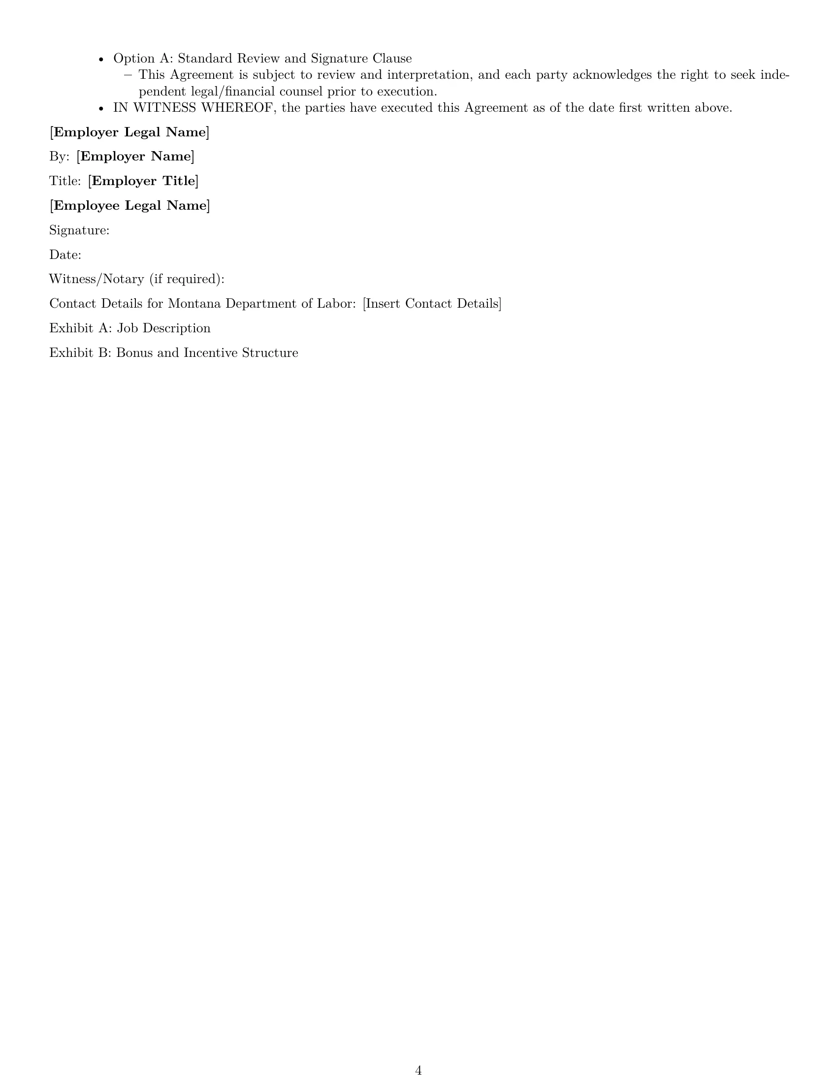 Preview page 4 of Free Montana accountant employment contract template