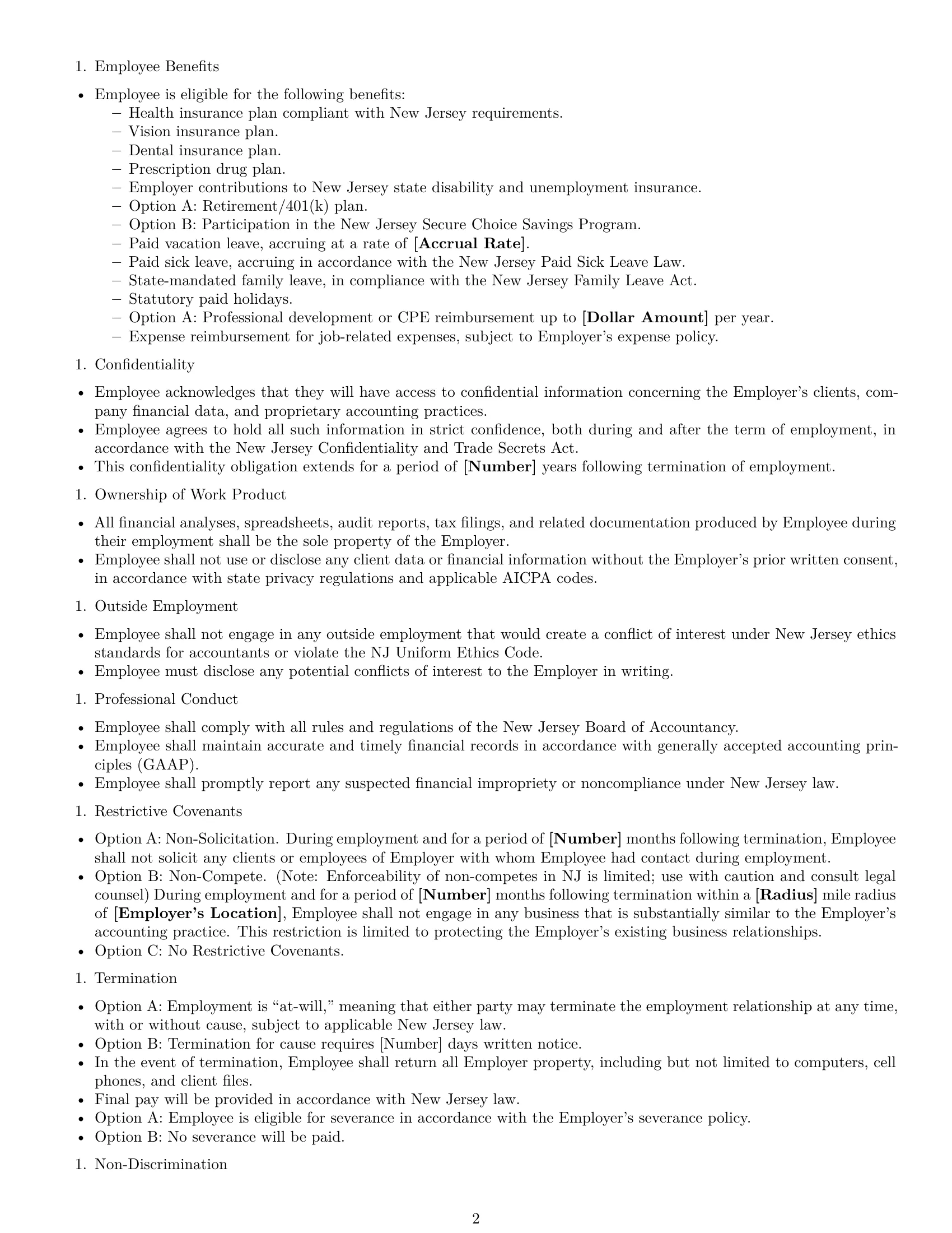 Preview page 2 of Free New Jersey accountant employment contract template