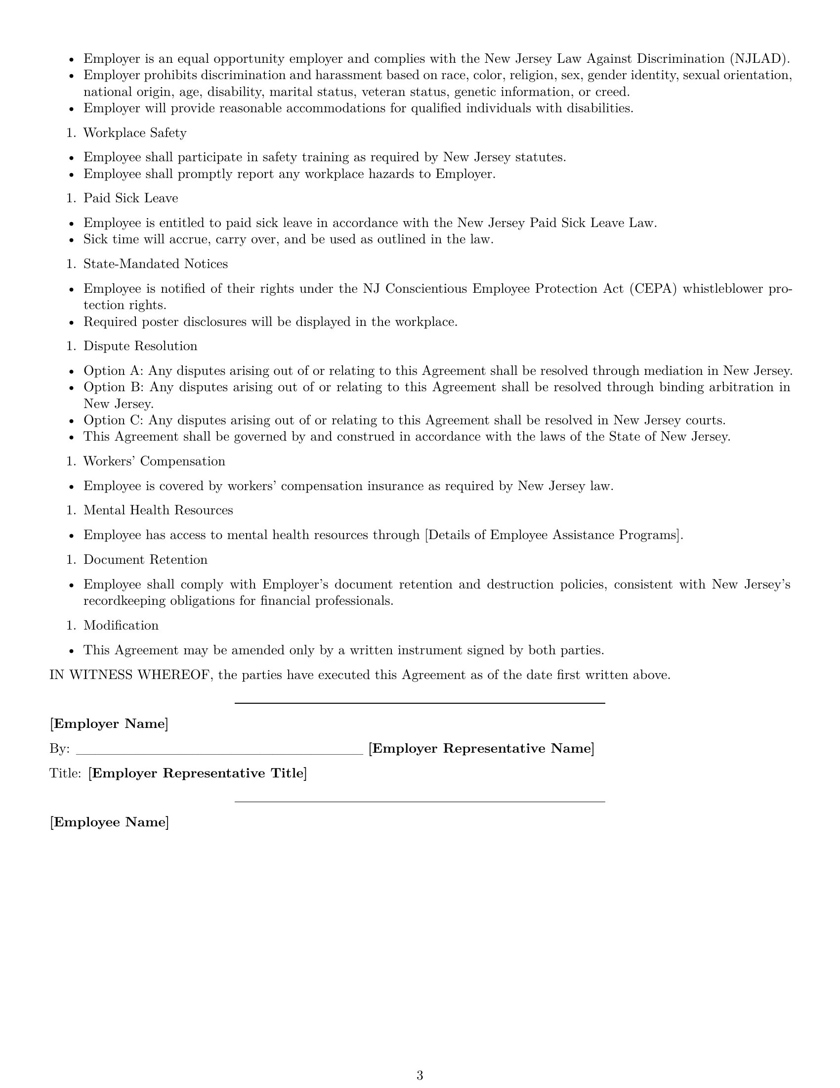 Preview page 3 of Free New Jersey accountant employment contract template