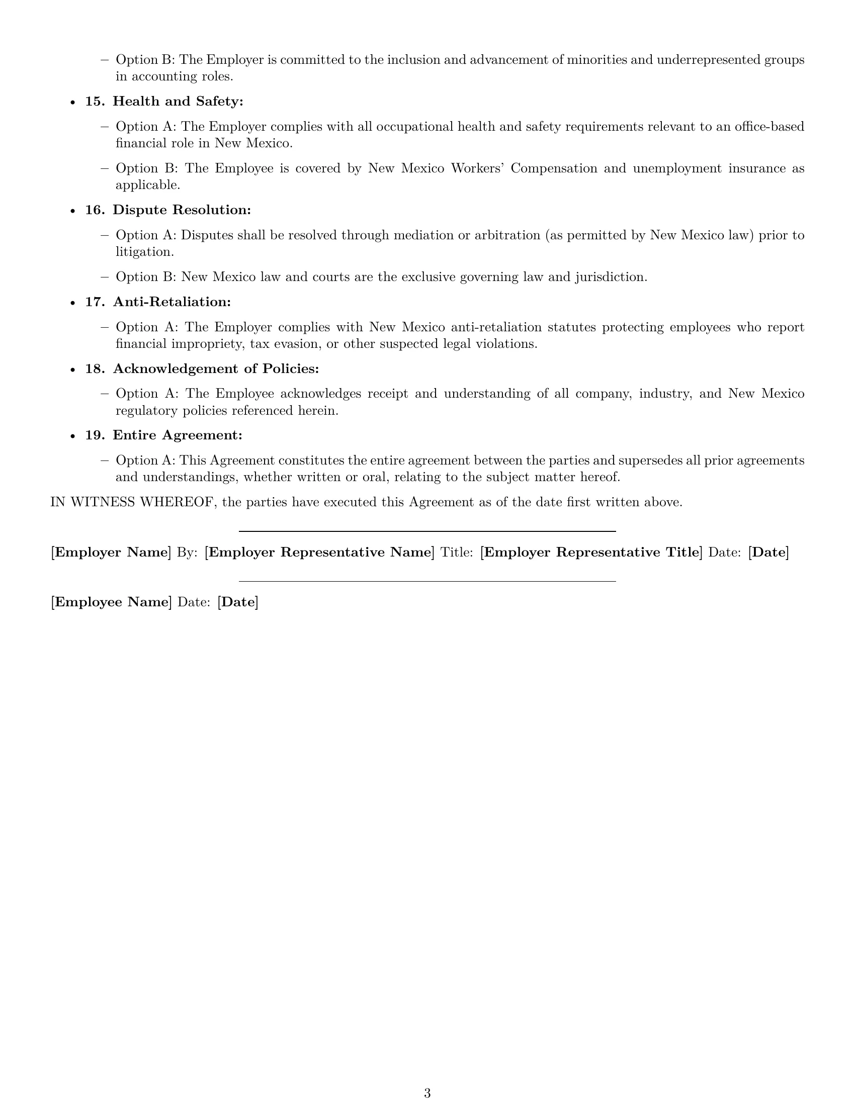 Preview page 3 of Free New Mexico accountant employment contract template