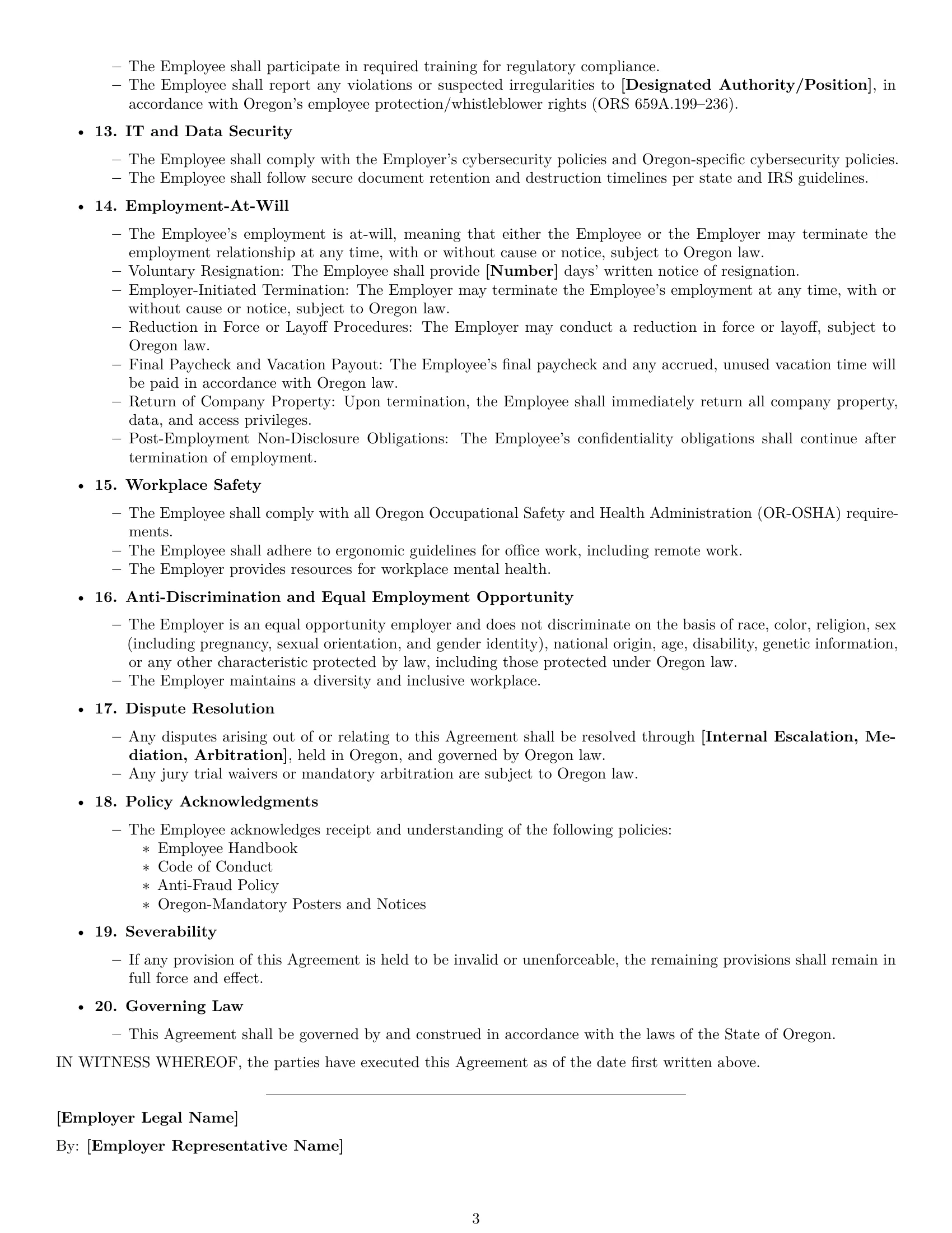 Preview page 3 of Free Oregon accountant employment contract template