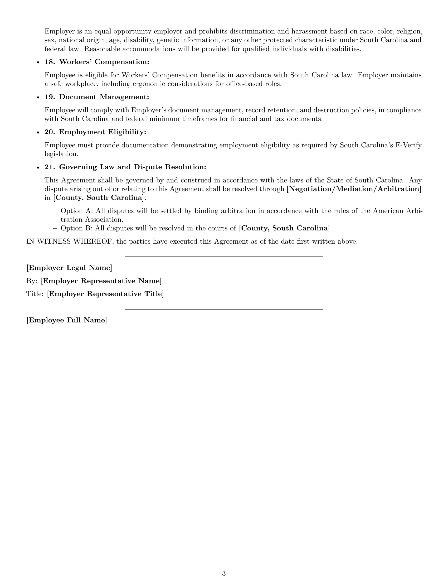 Preview page 3 of Free South Carolina accountant employment contract template