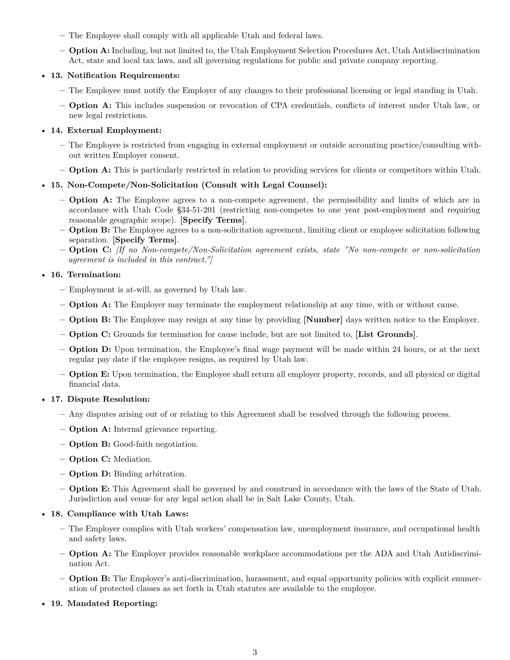 Preview page 3 of Free Utah accountant employment contract template