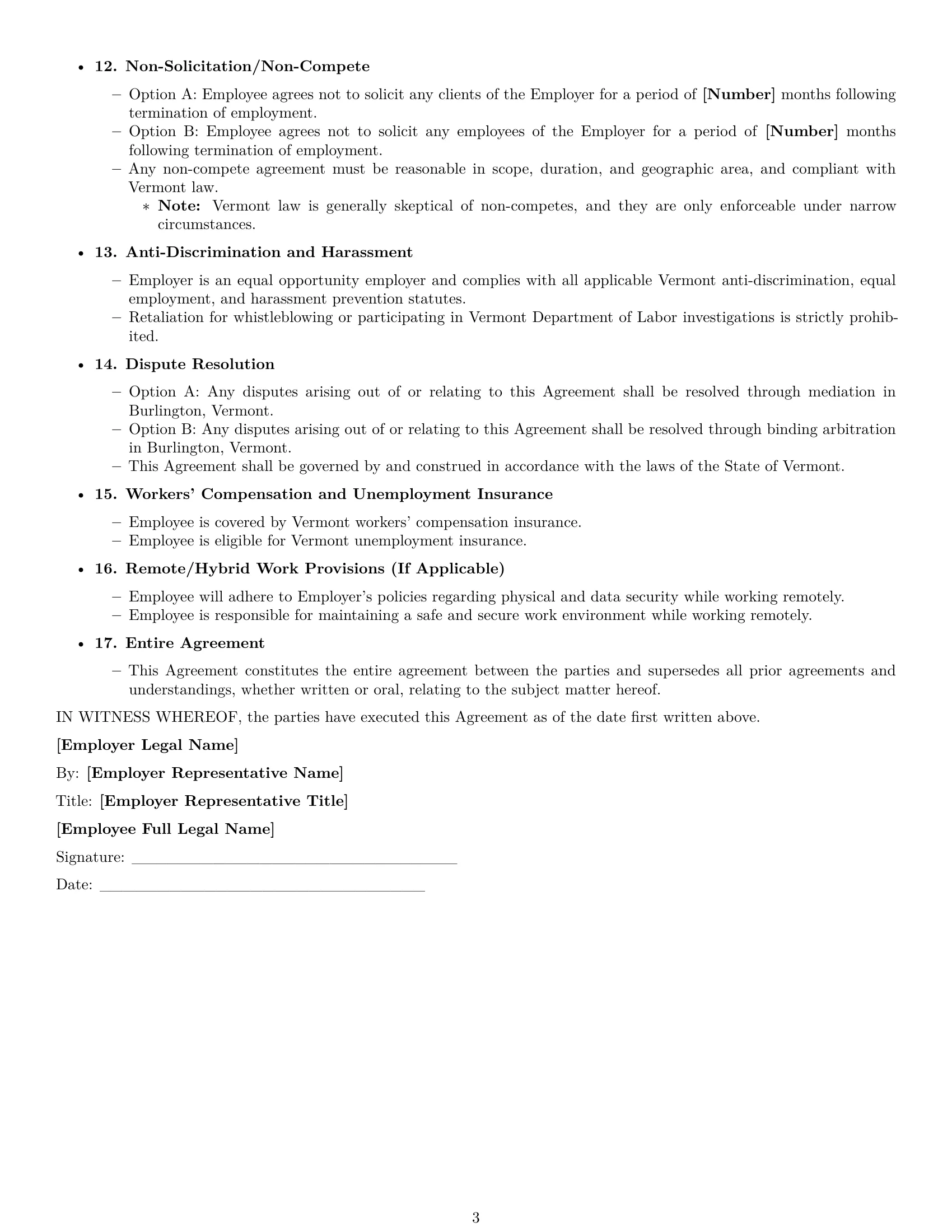 Preview page 3 of Free Vermont accountant employment contract template