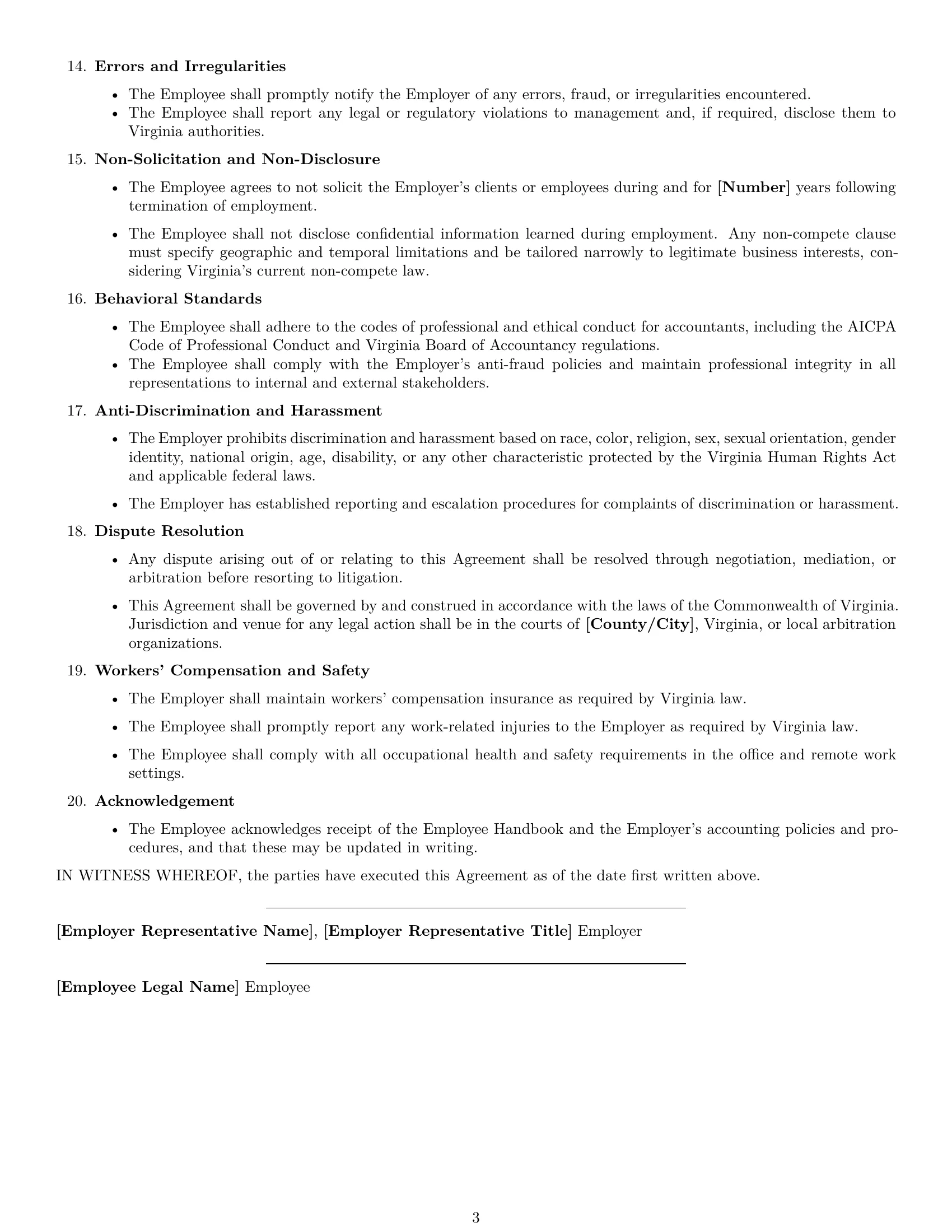 Preview page 3 of Free Virginia accountant employment contract template
