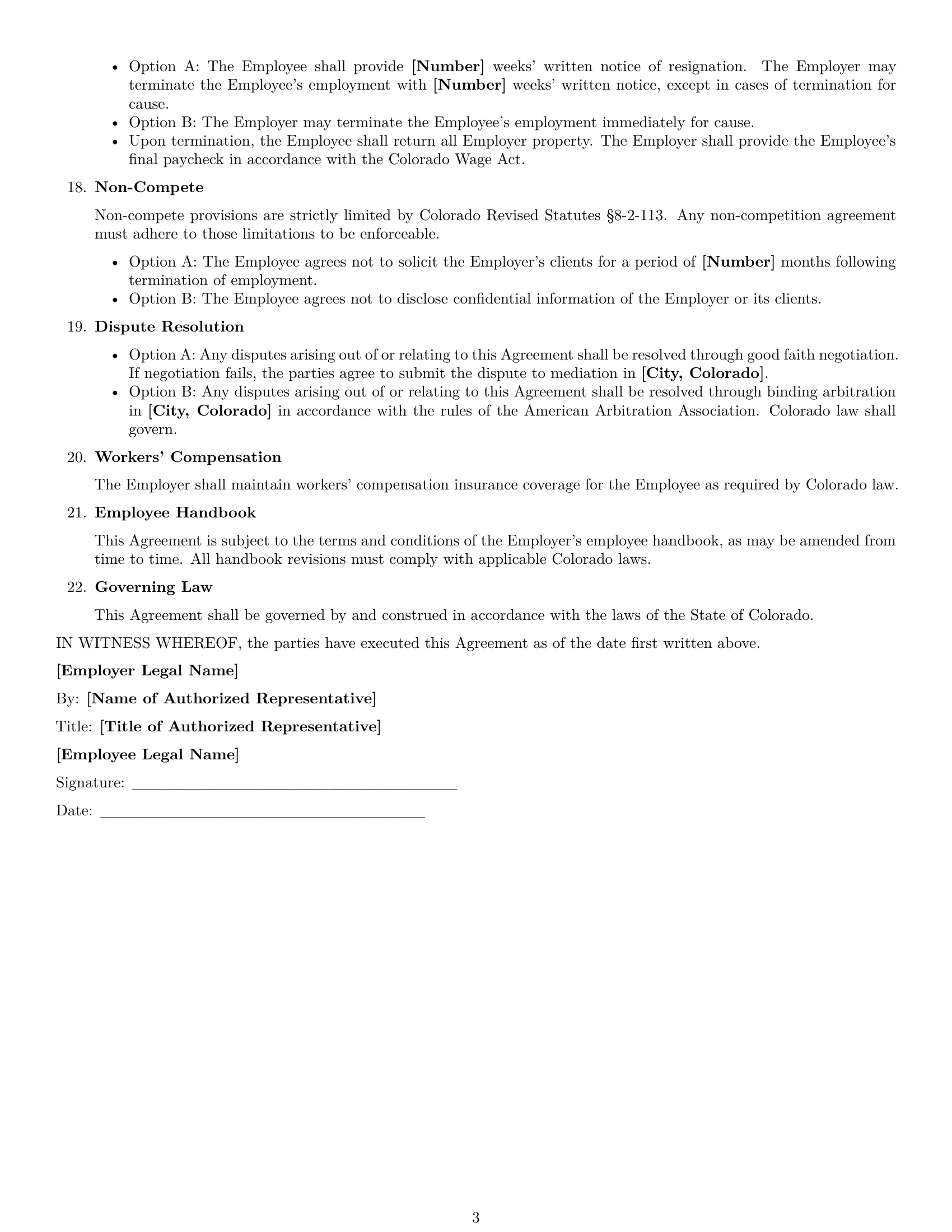 Preview page 3 of Free Colorado accountant employment contract template