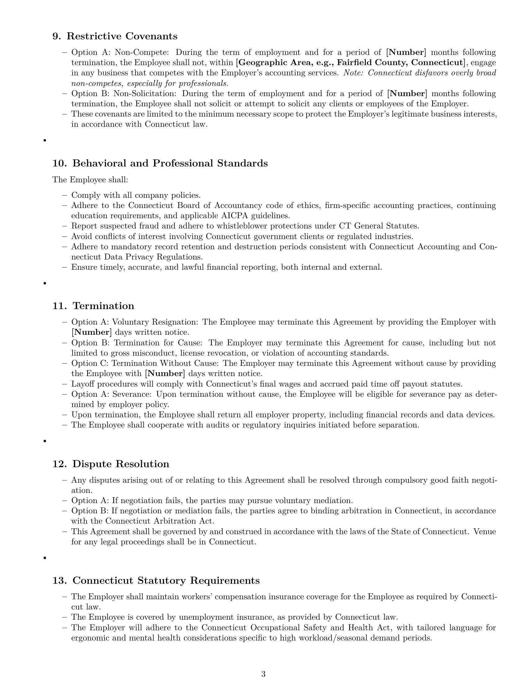 Preview page 3 of Free Connecticut accountant employment contract template
