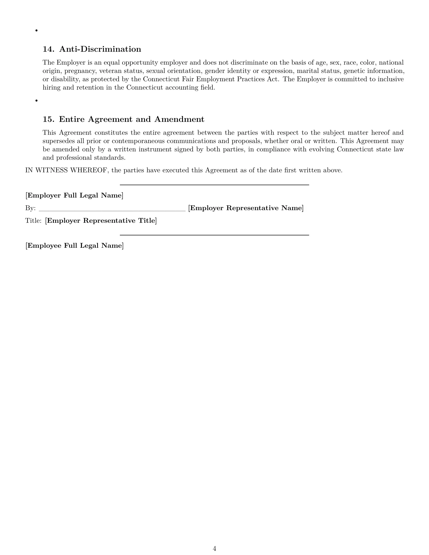 Preview page 4 of Free Connecticut accountant employment contract template