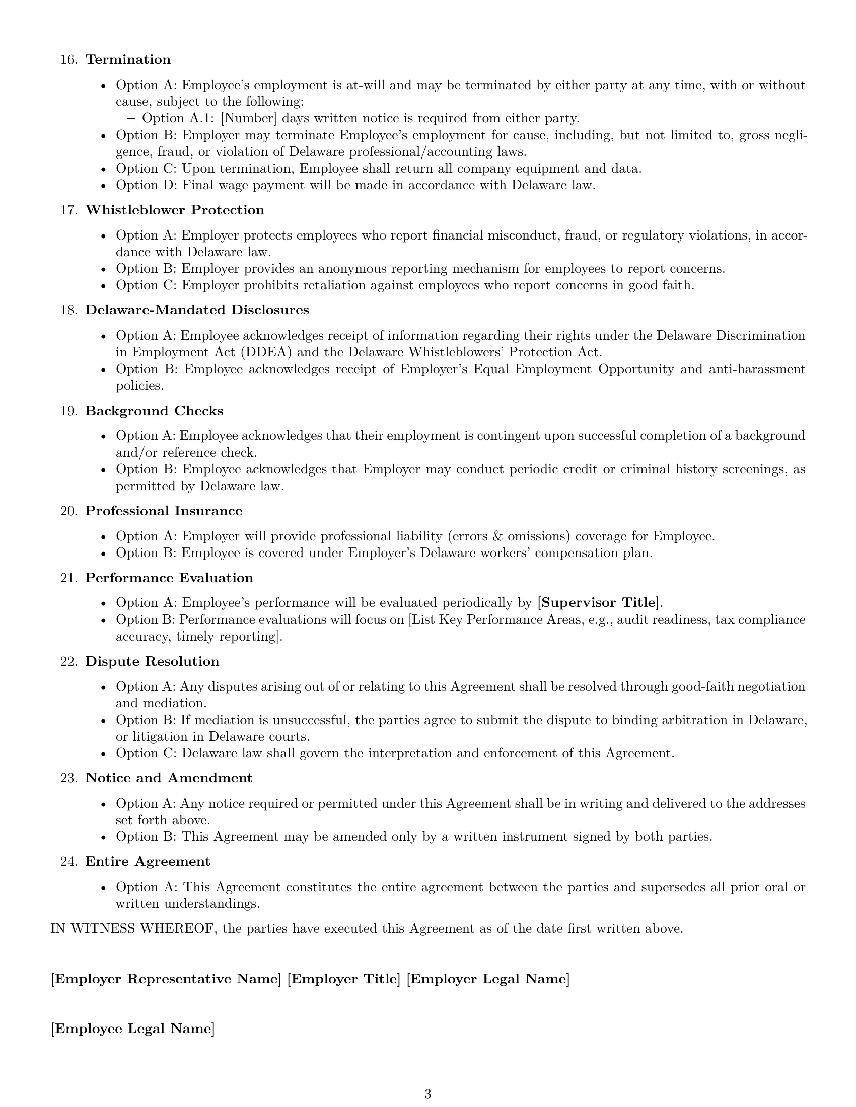 Preview page 3 of Free Delaware accountant employment contract template