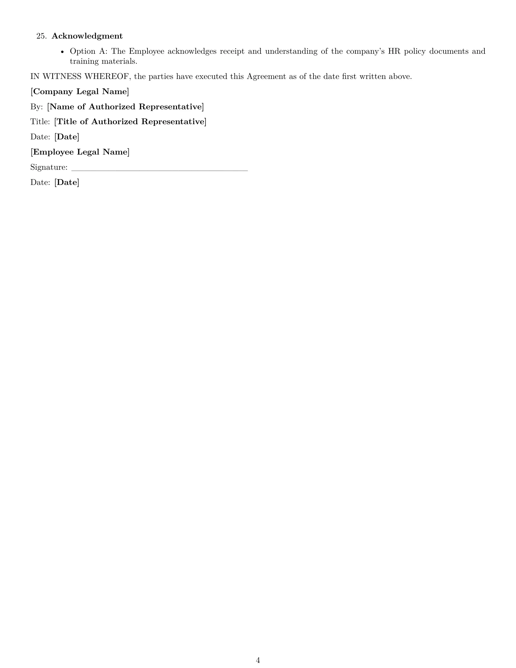 Preview page 4 of Free South Dakota HR generalist employment contract template