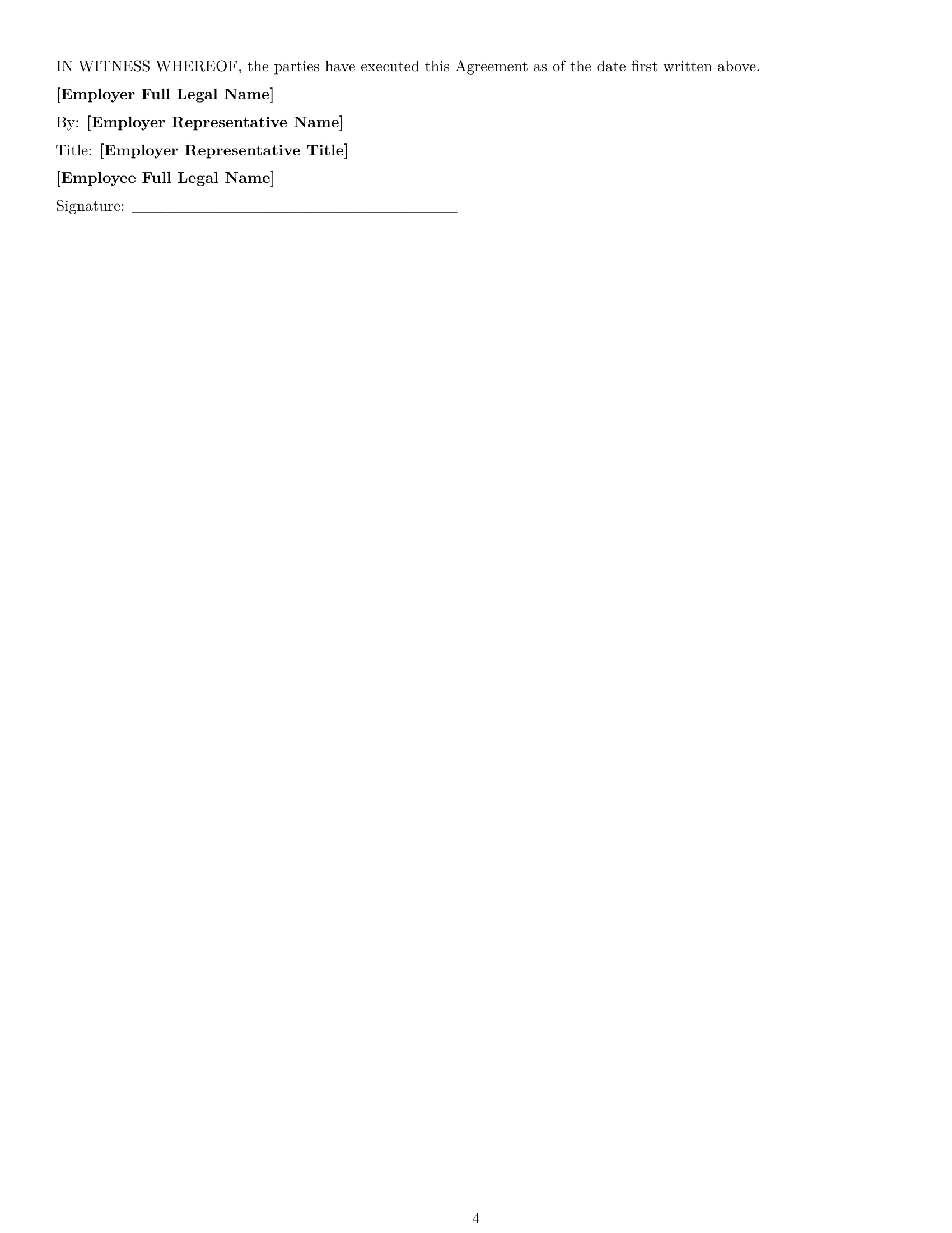 Preview page 4 of Free Wyoming HR generalist employment contract template
