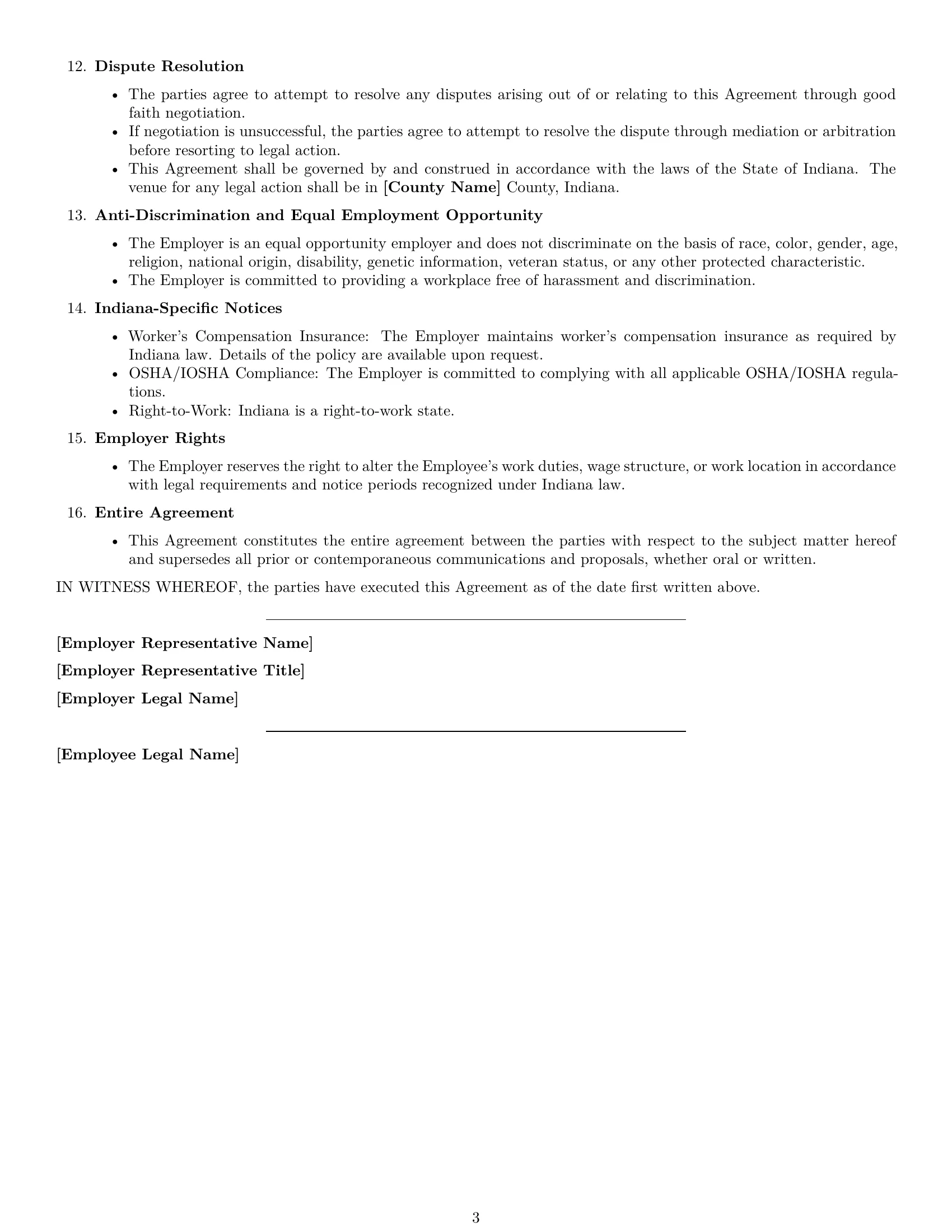 Preview page 3 of Free Indiana bookkeeper employment contract template