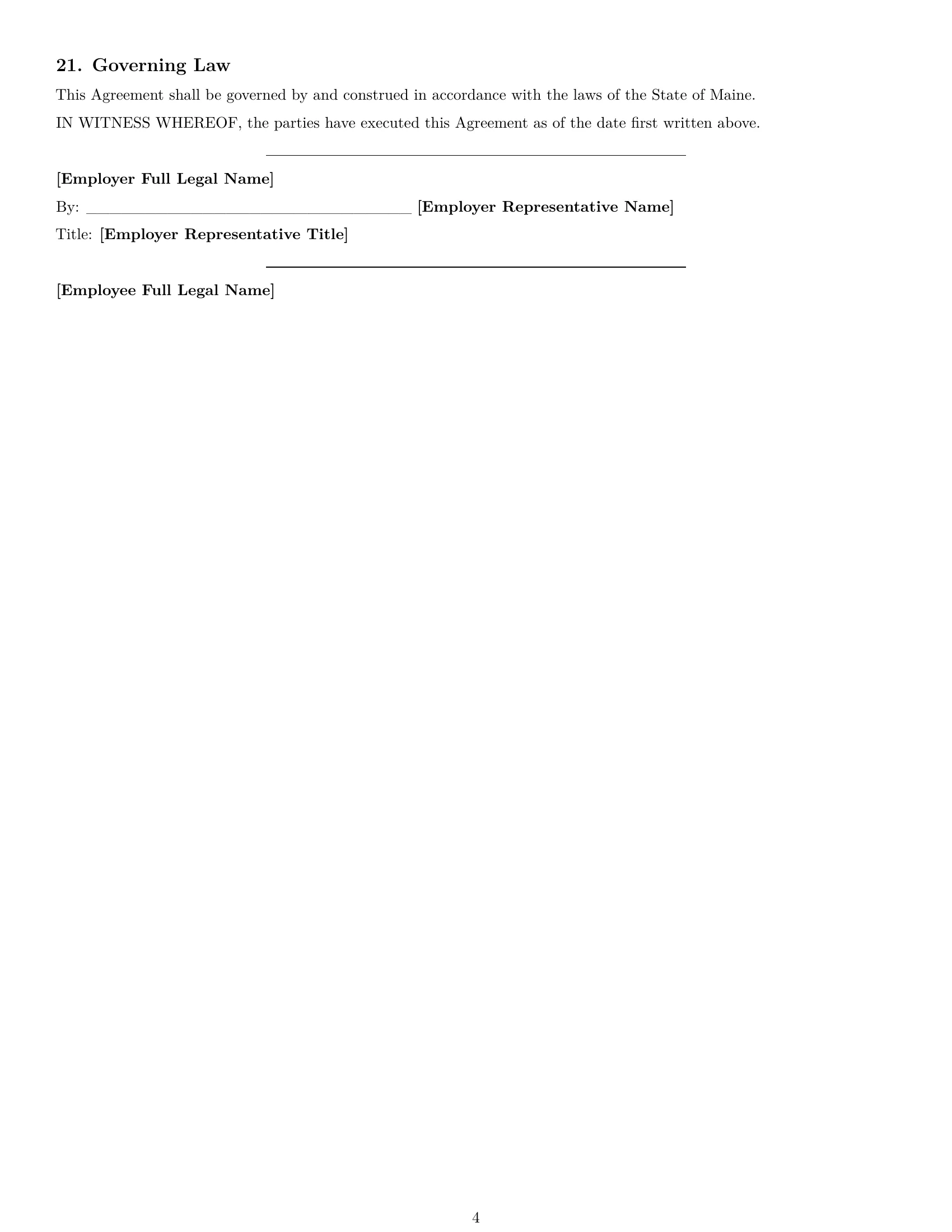 Preview page 4 of Free Maine bookkeeper employment contract template