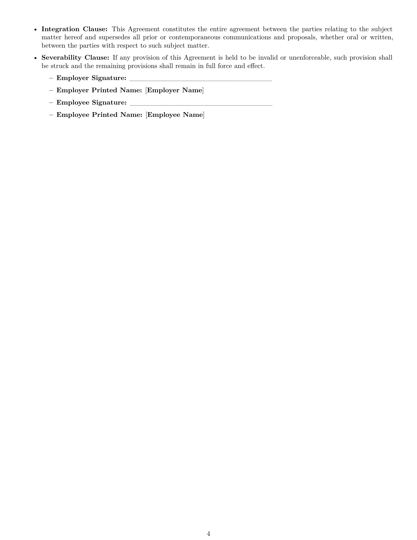 Preview page 4 of Free Michigan bookkeeper employment contract template