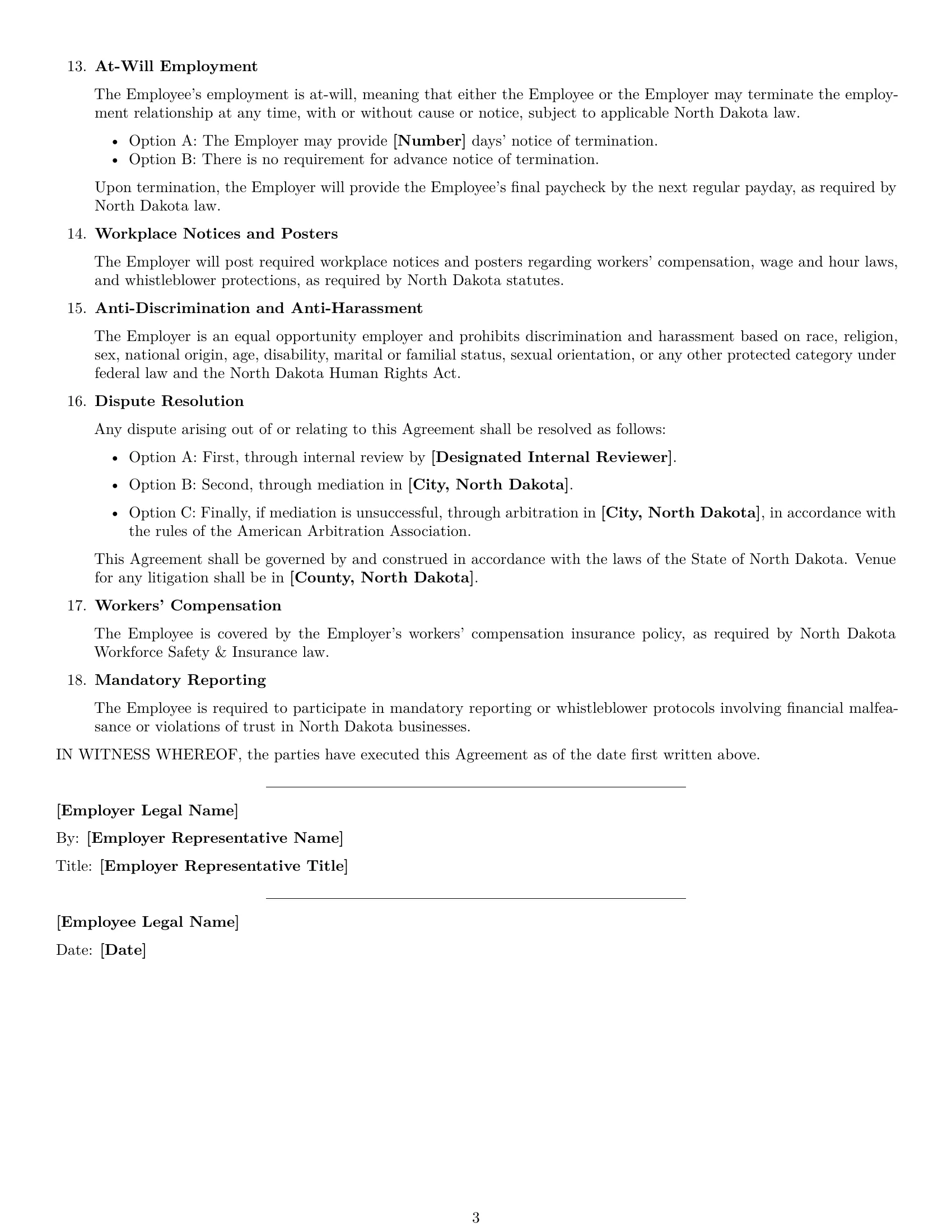 Preview page 3 of Free North Dakota bookkeeper employment contract template