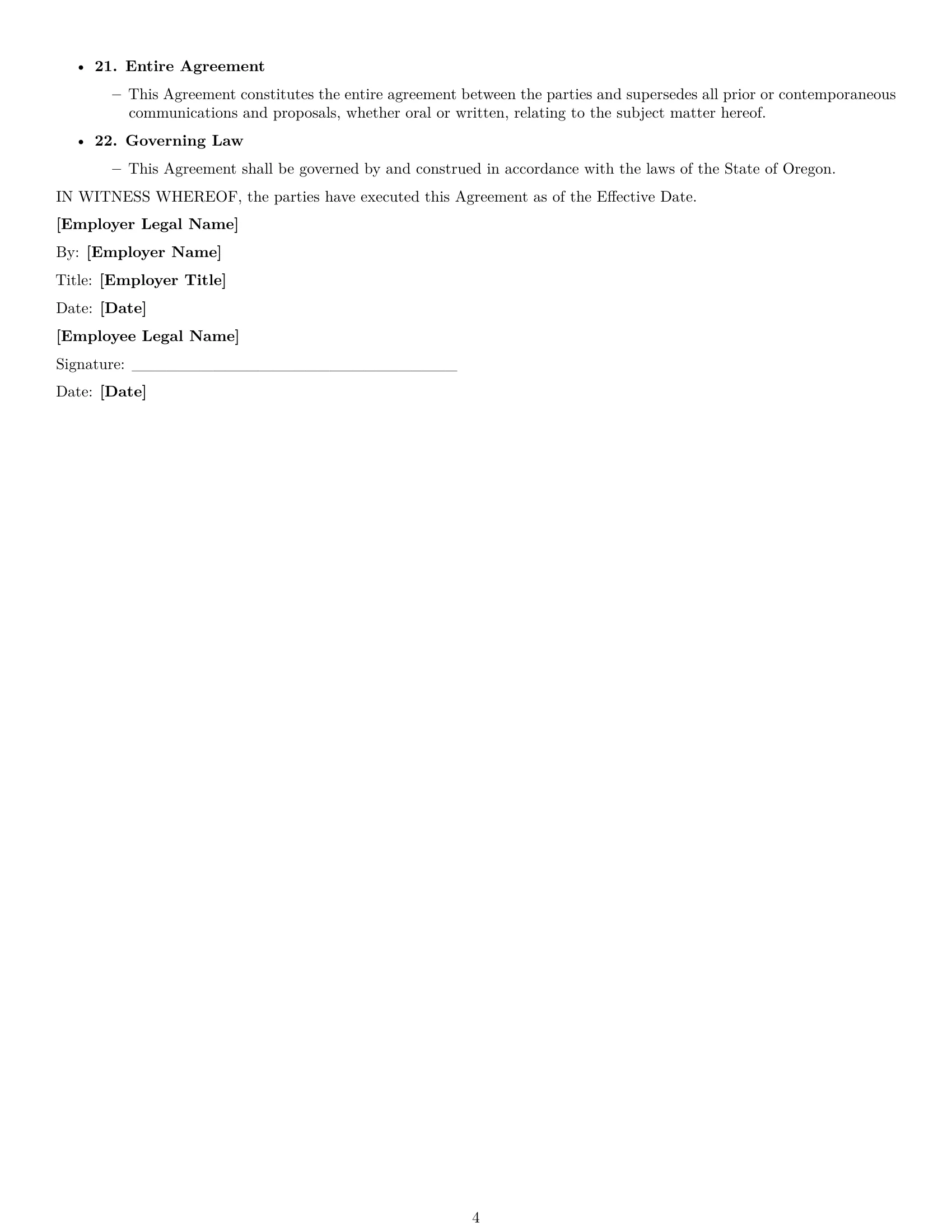 Preview page 4 of Free Oregon bookkeeper employment contract template