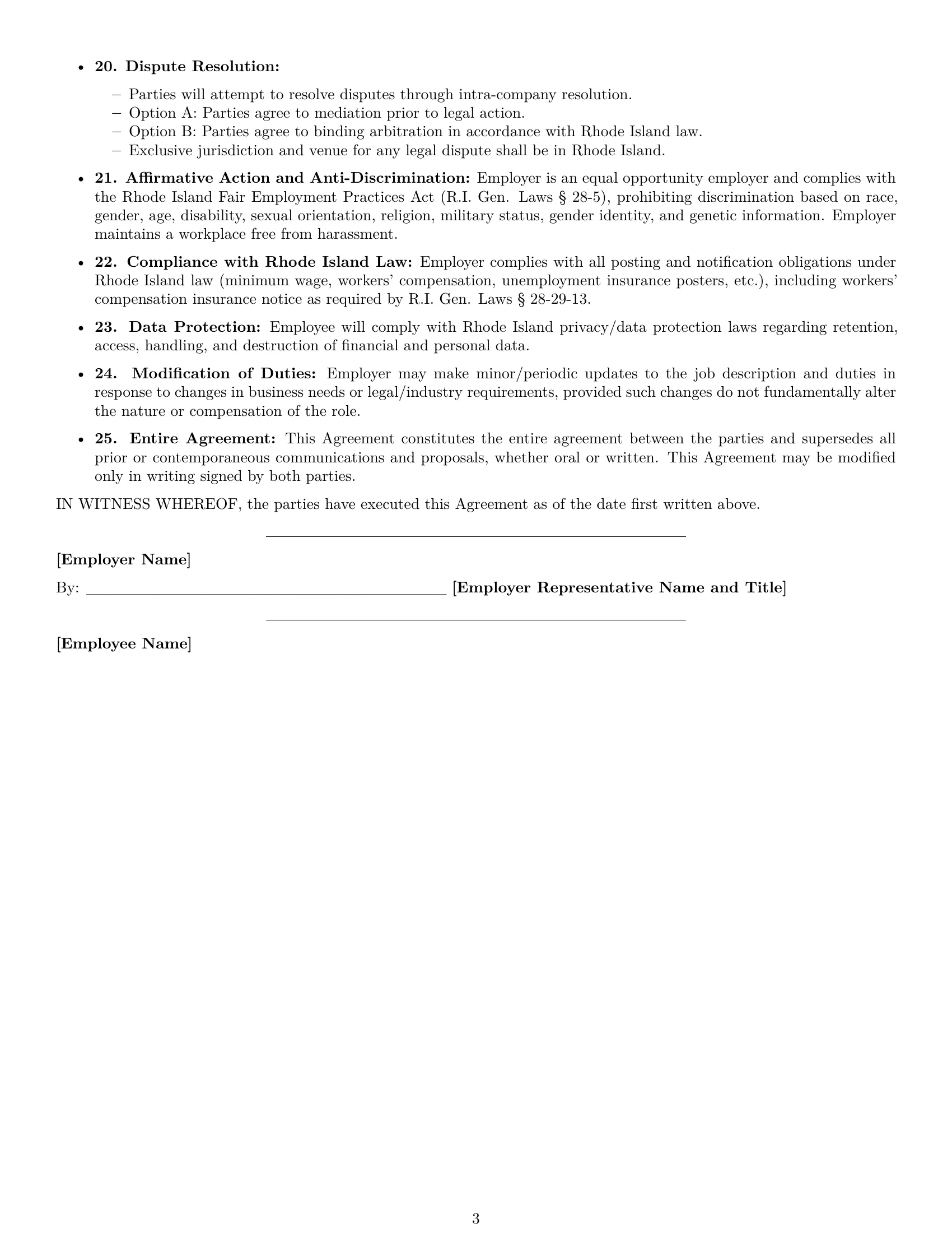 Preview page 3 of Free Rhode Island bookkeeper employment contract template