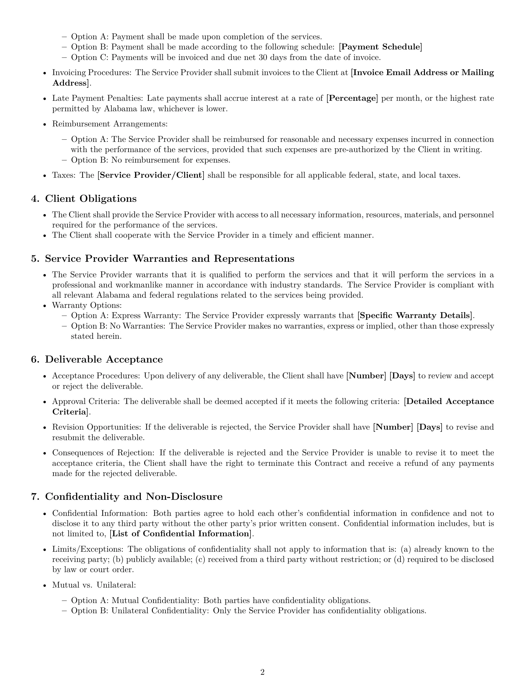 Preview page 2 of Free Alabama service contract template