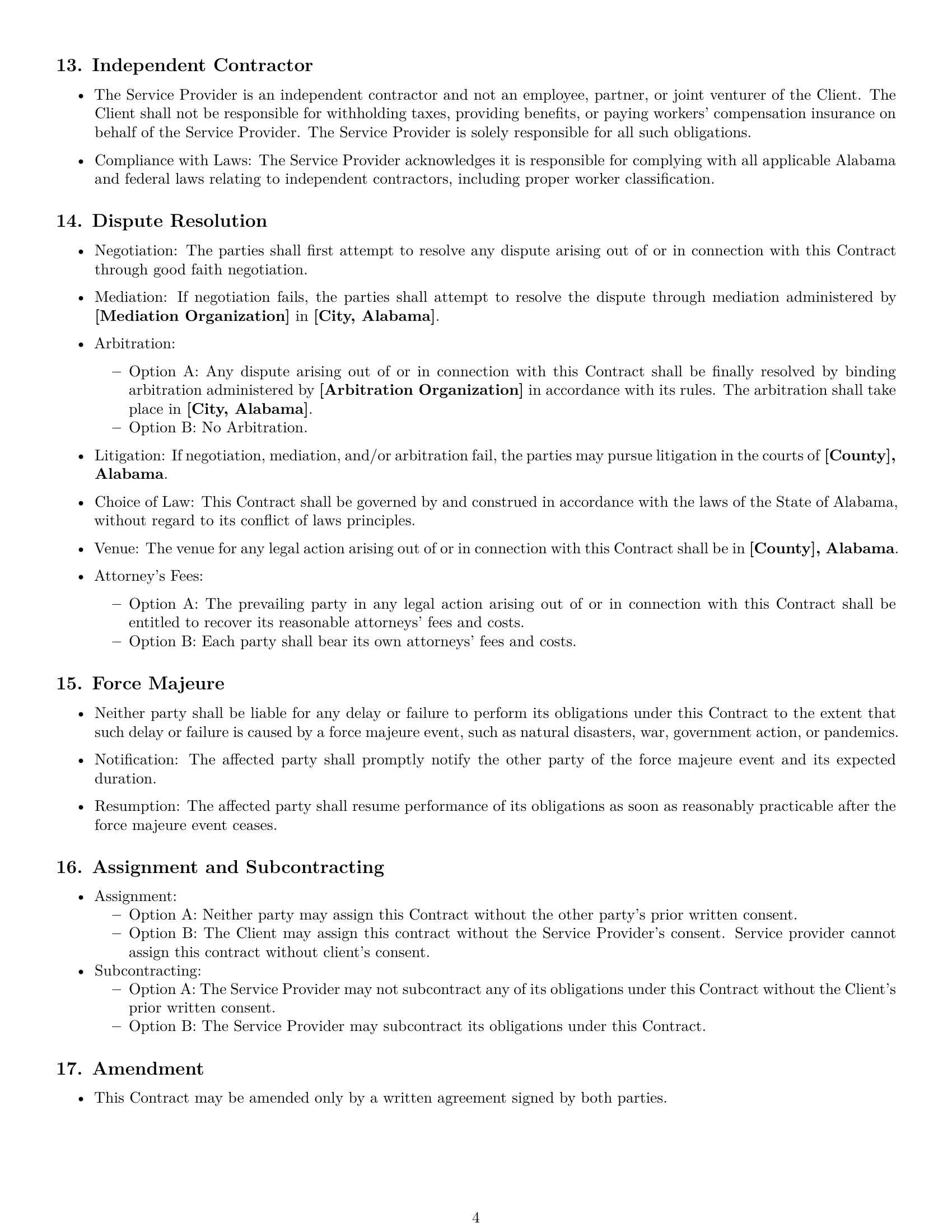 Preview page 4 of Free Alabama service contract template