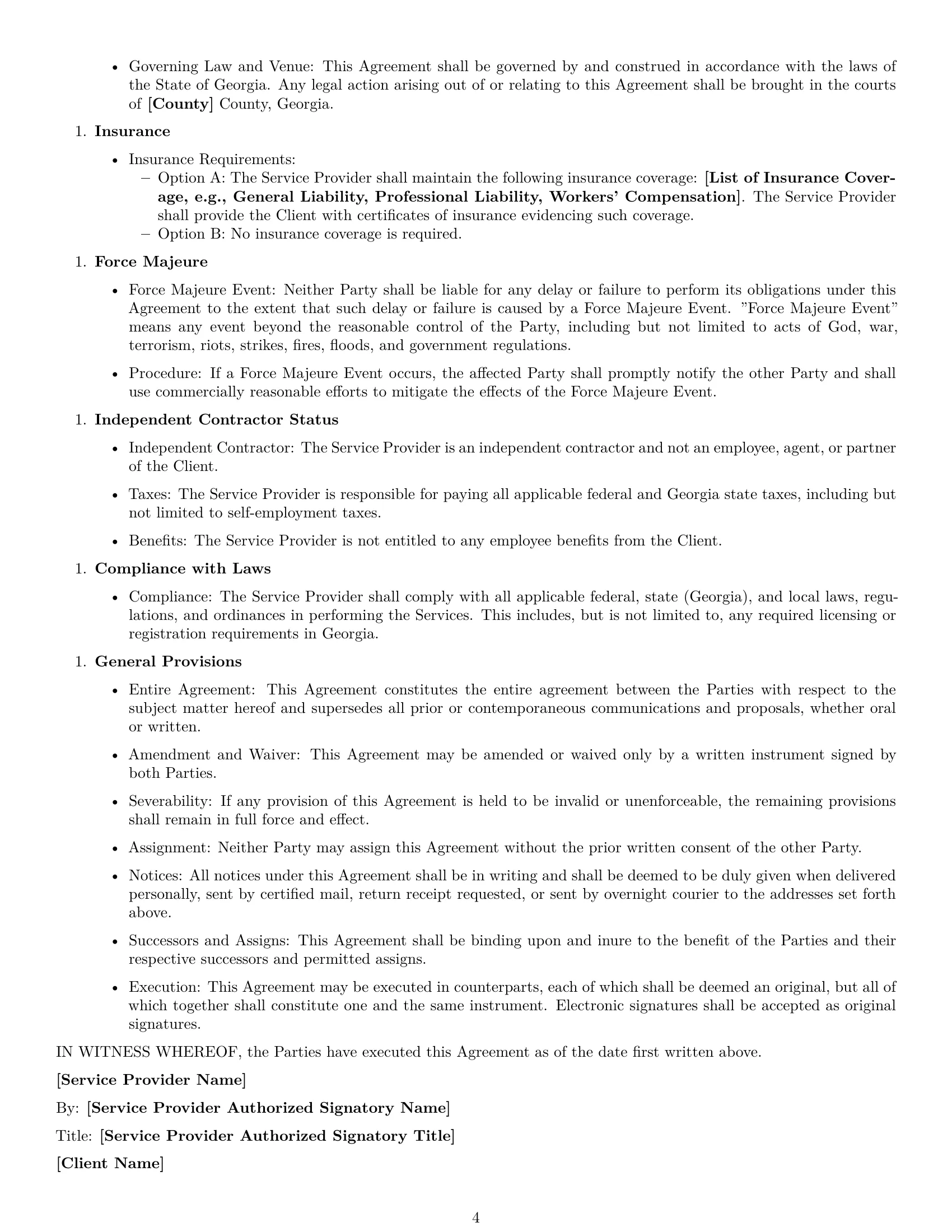 Preview page 4 of Free Georgia service contract template