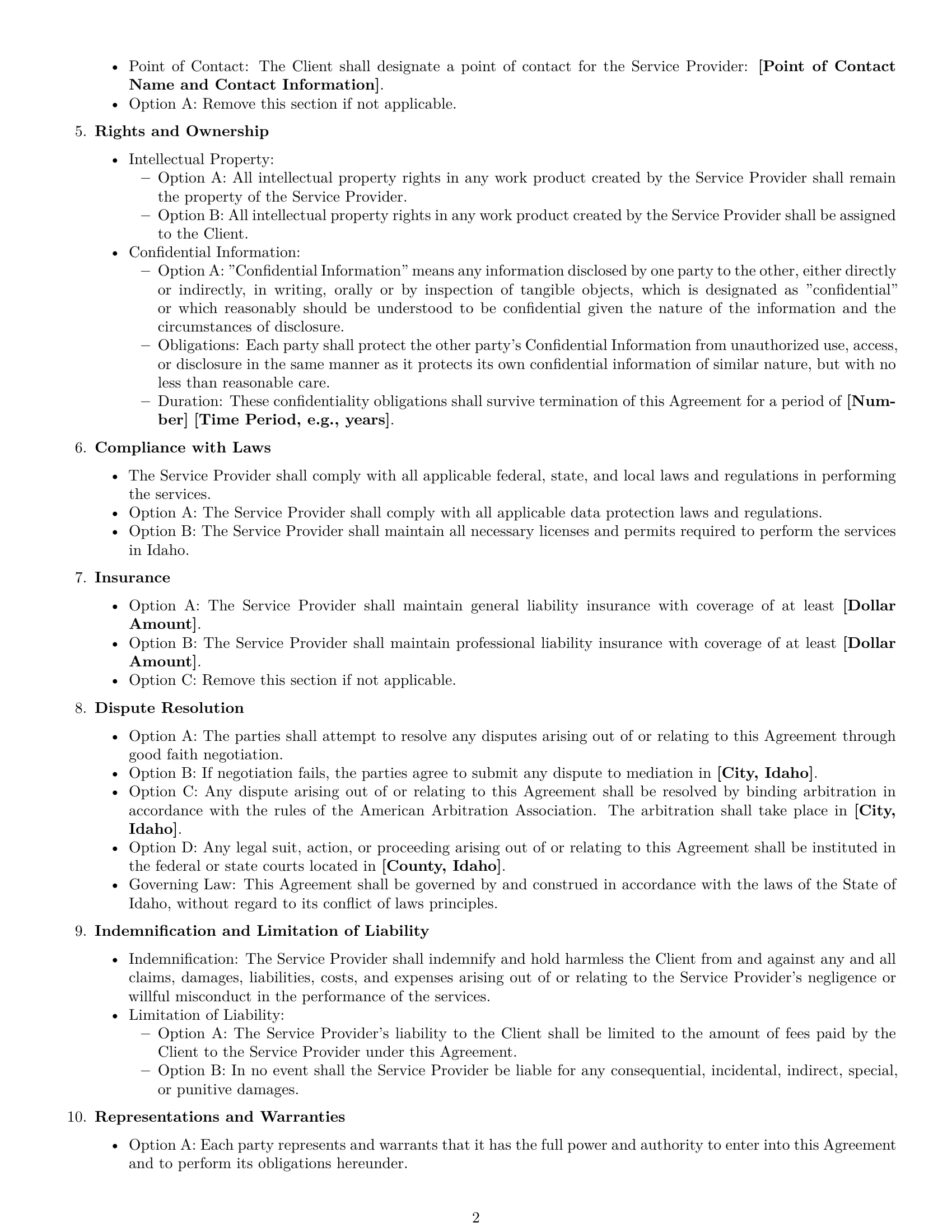 Preview page 2 of Free Idaho service contract template
