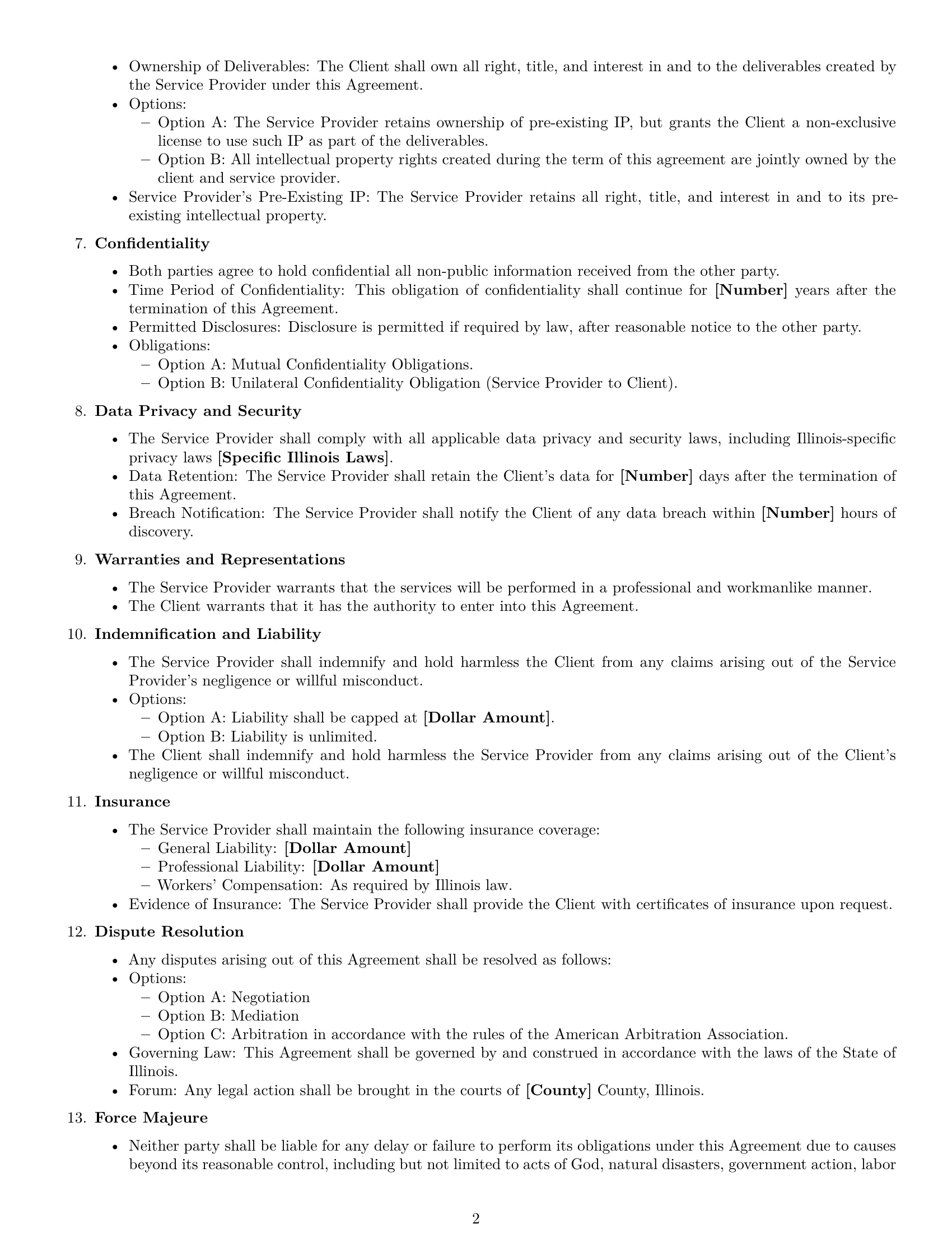 Preview page 2 of Free Illinois service contract template