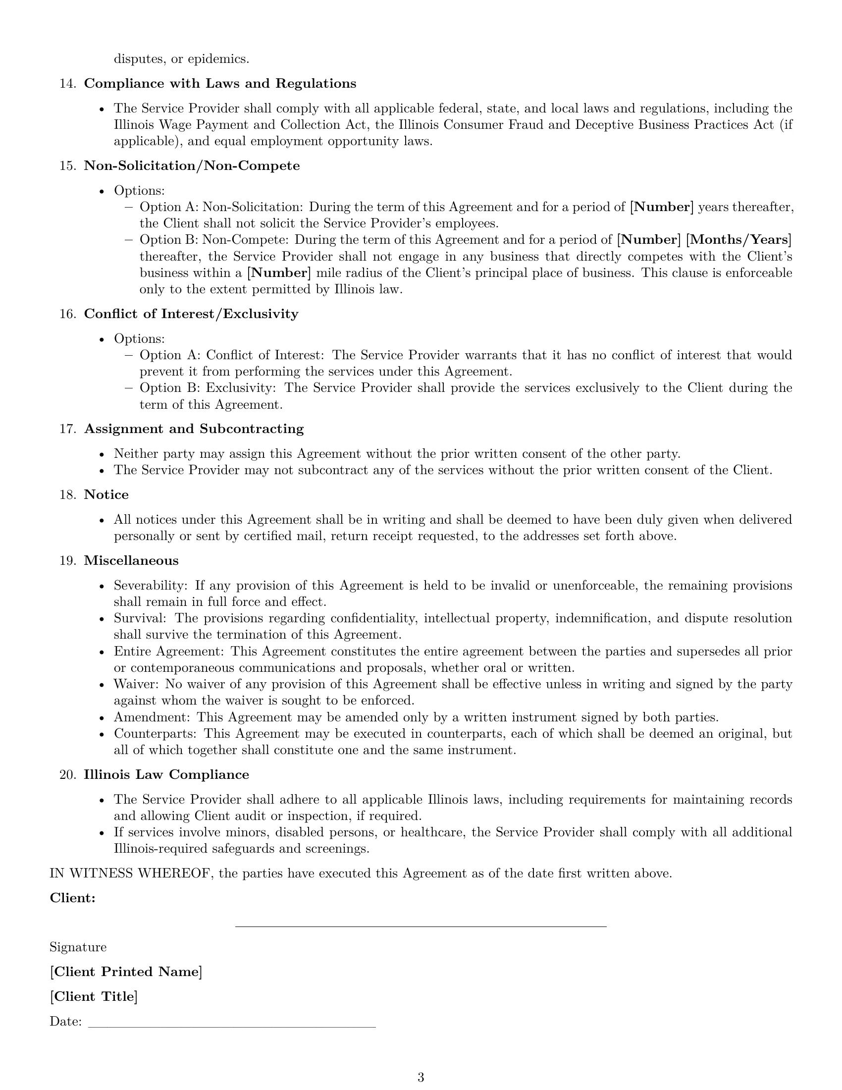 Preview page 3 of Free Illinois service contract template