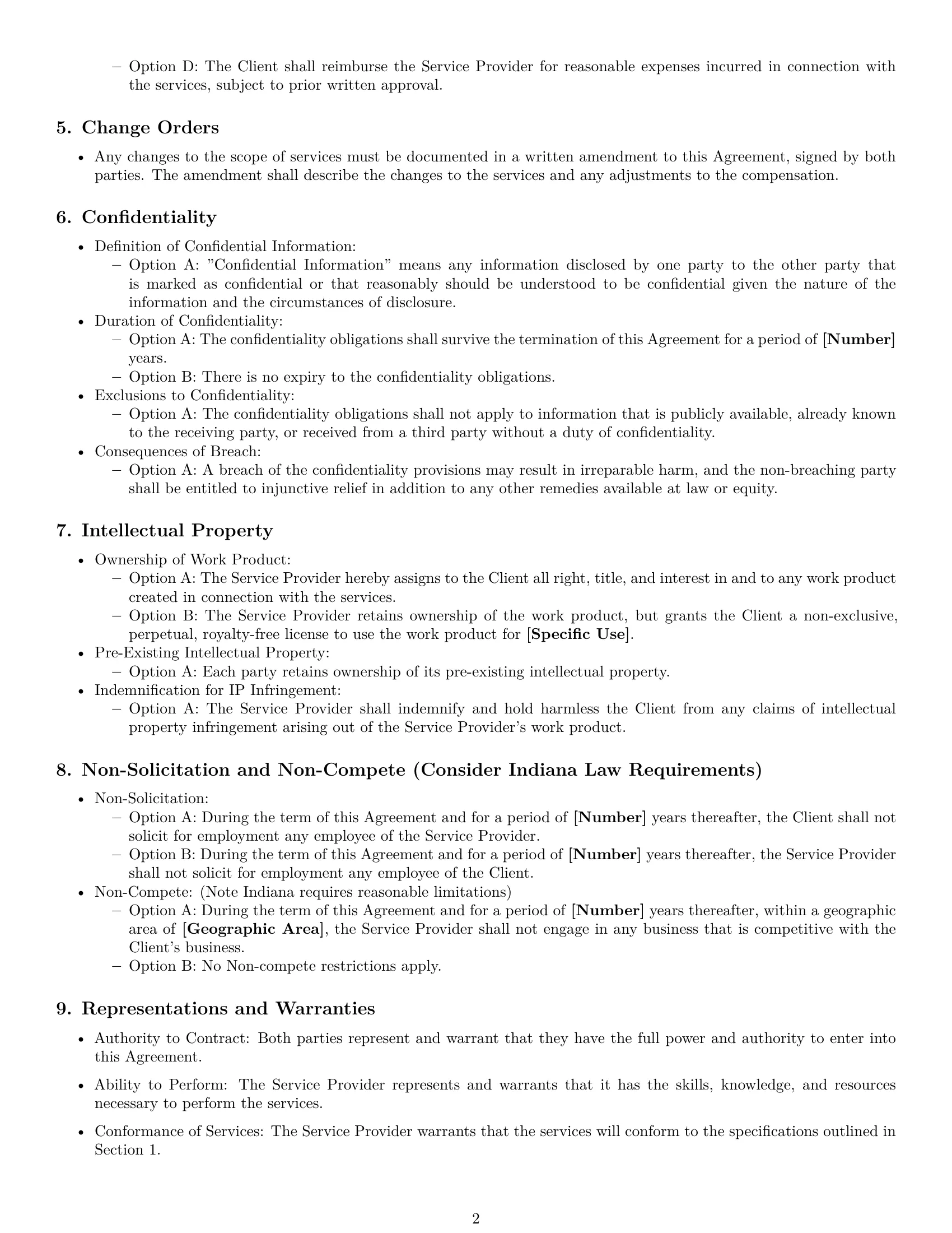 Preview page 2 of Free Indiana service contract template
