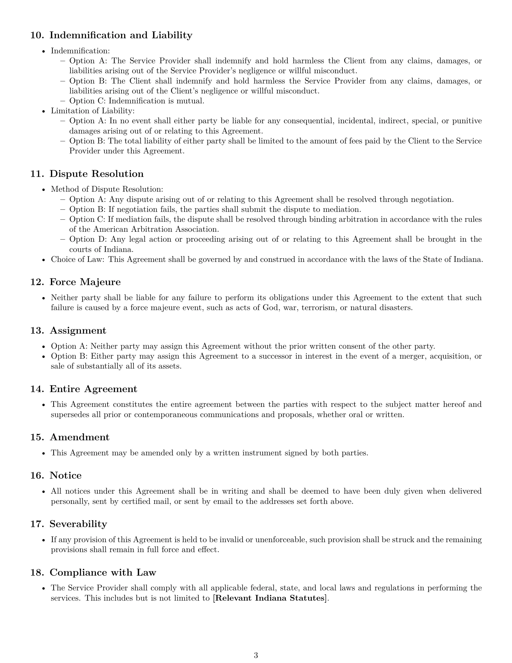 Preview page 3 of Free Indiana service contract template