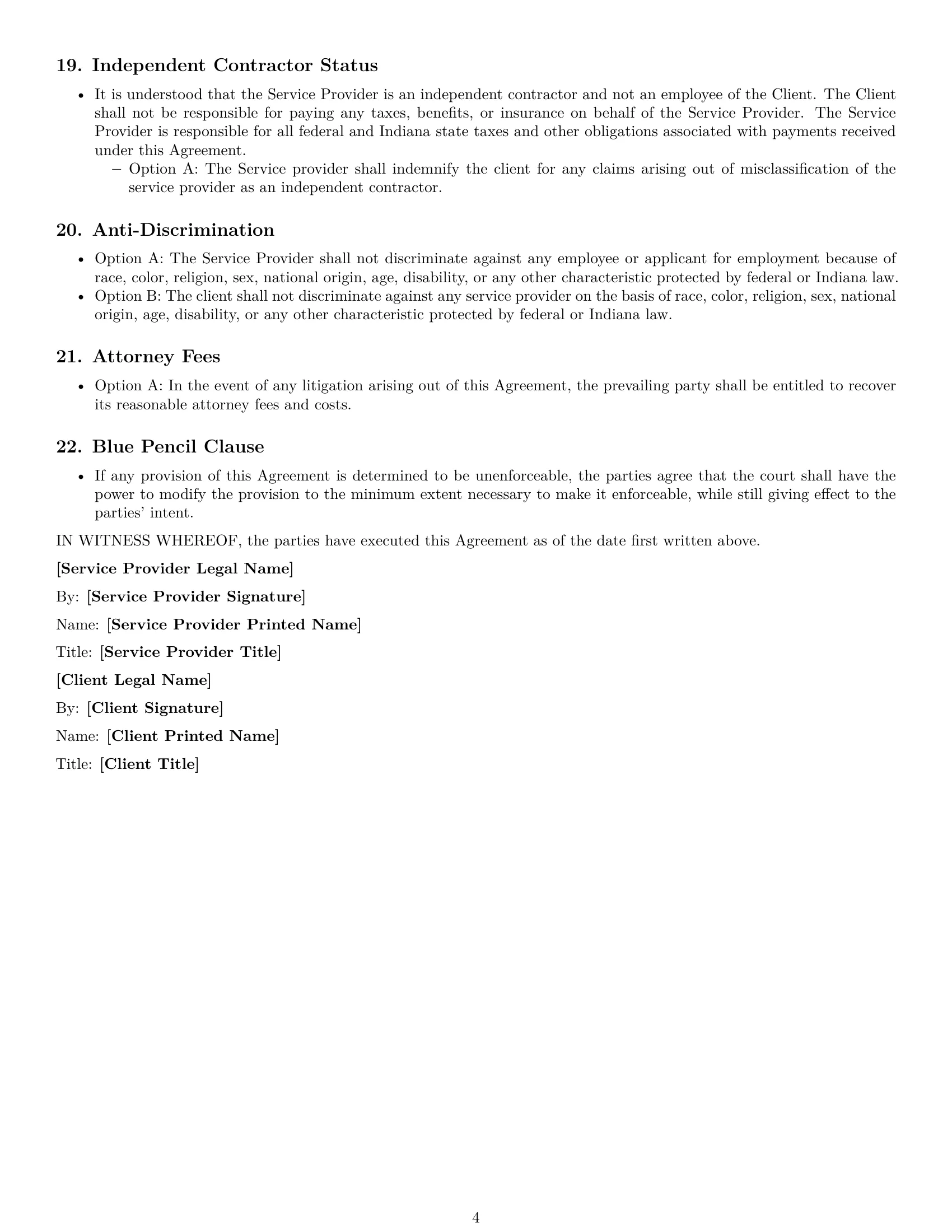 Preview page 4 of Free Indiana service contract template