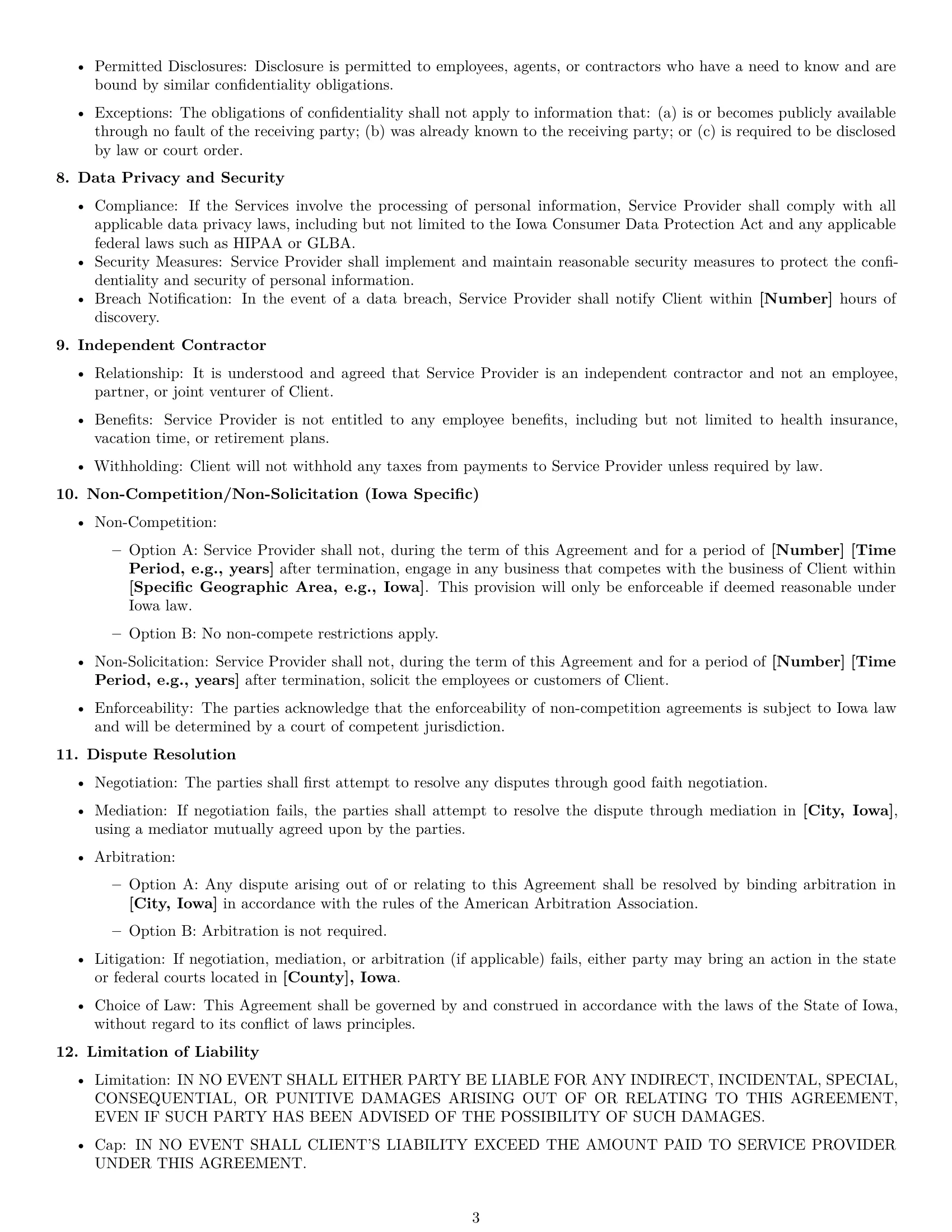 Preview page 3 of Free Iowa service contract template