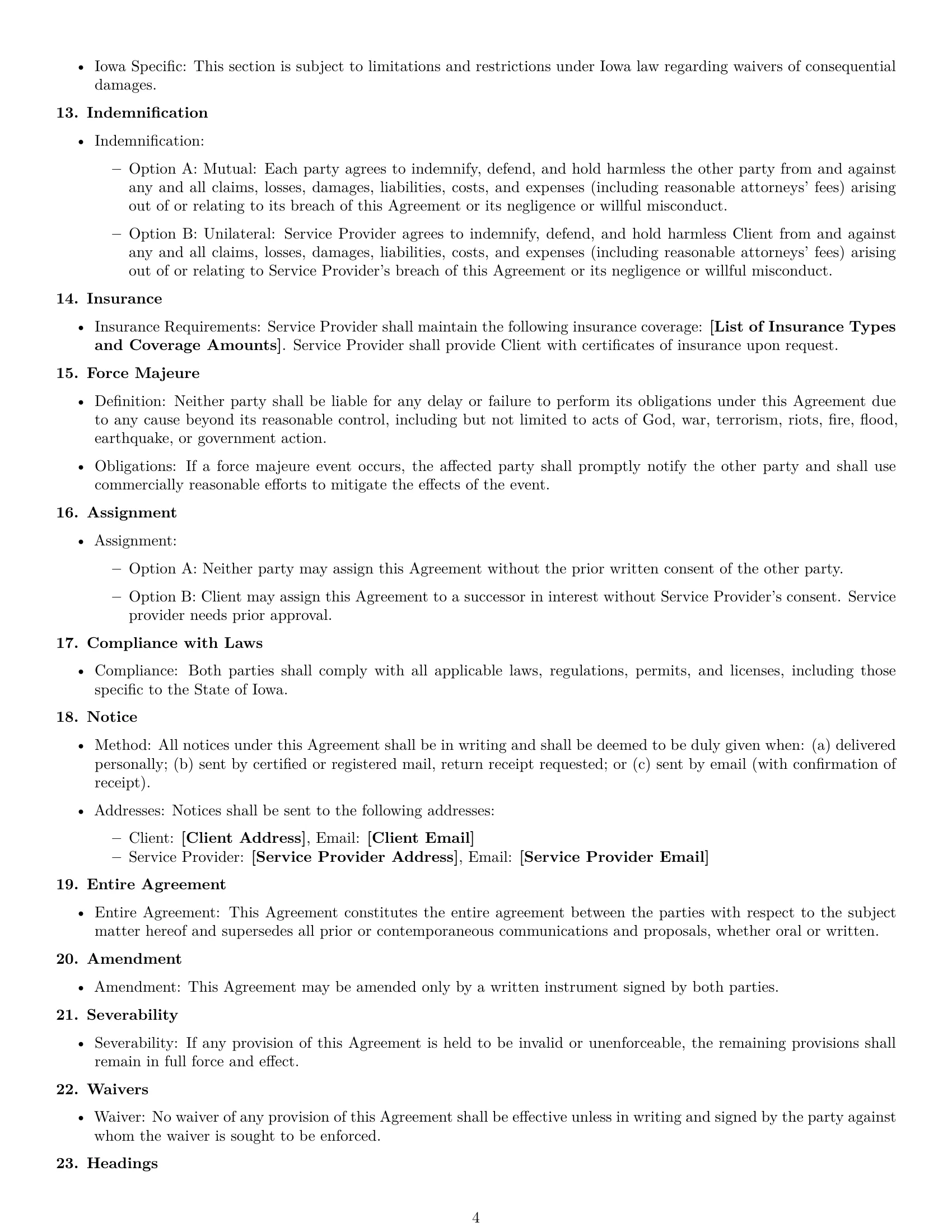 Preview page 4 of Free Iowa service contract template