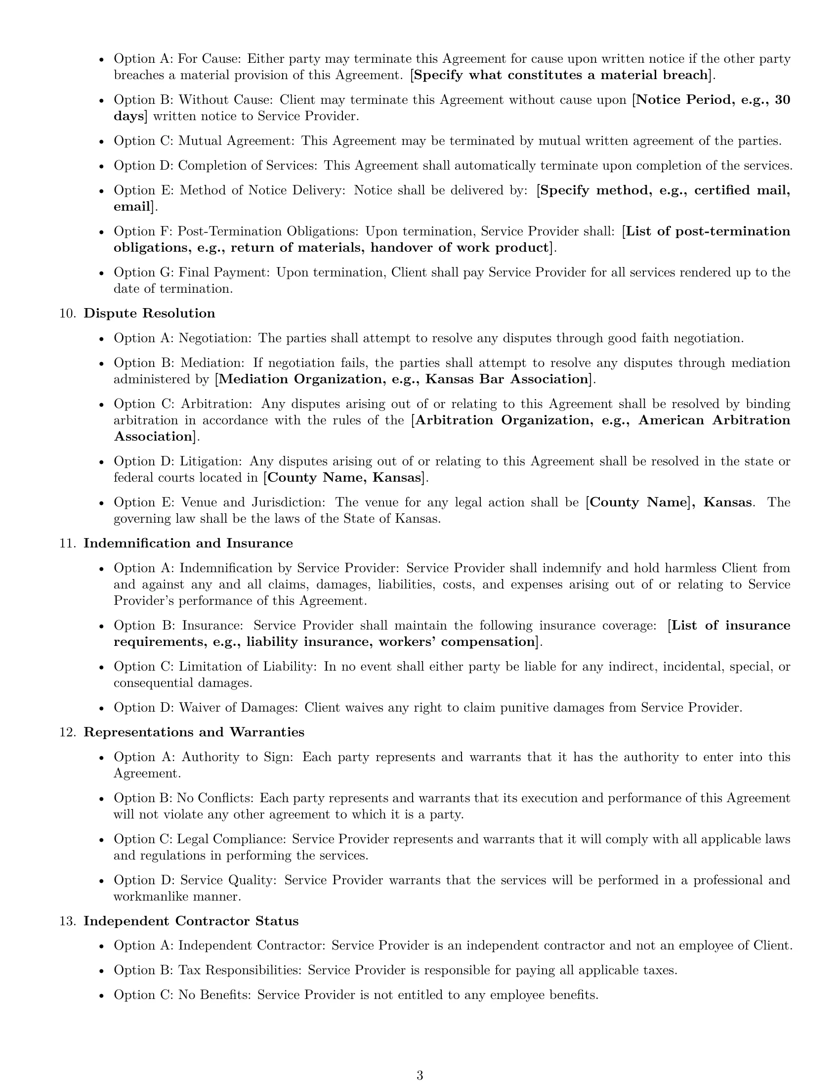 Preview page 3 of Free Kansas service contract template