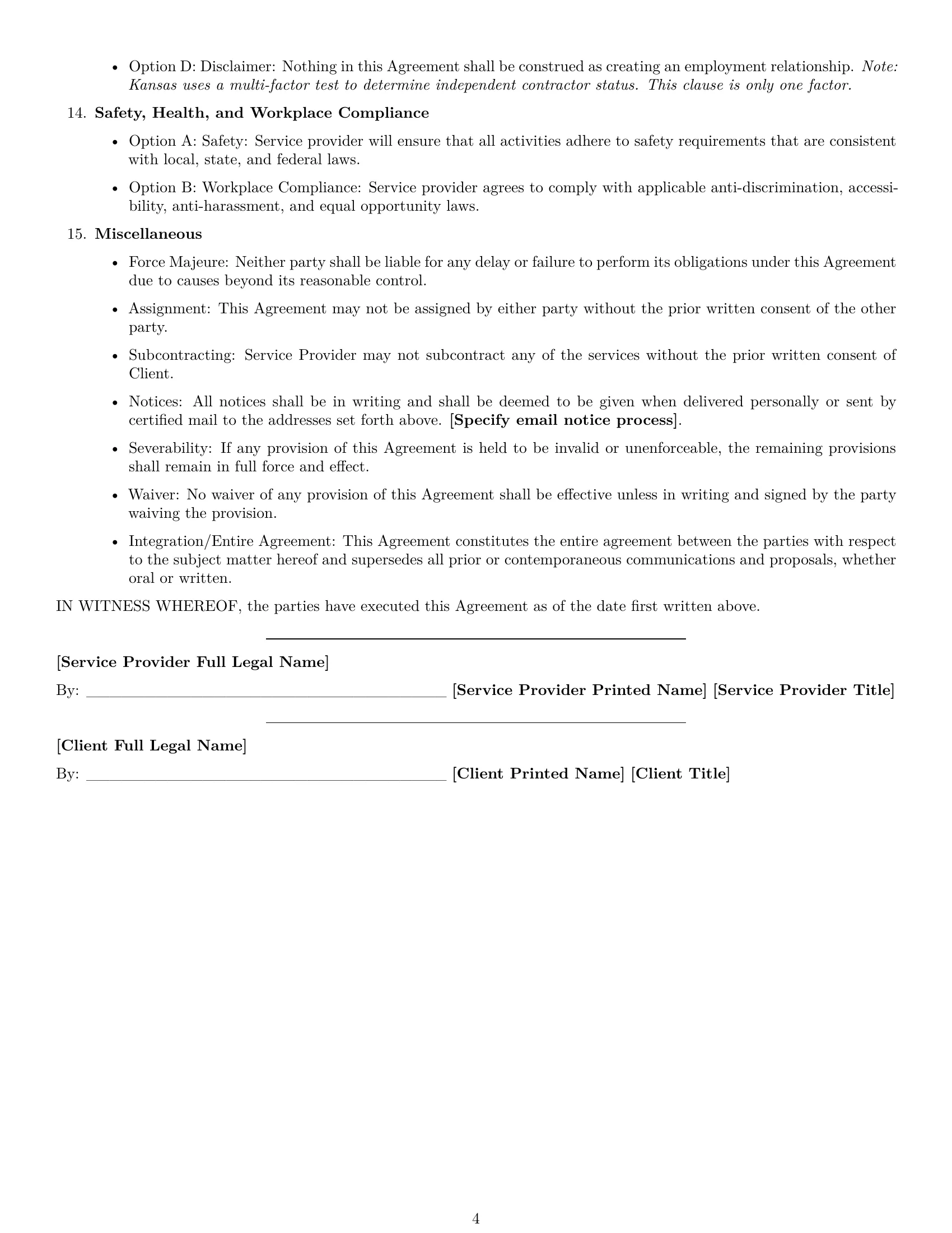 Preview page 4 of Free Kansas service contract template