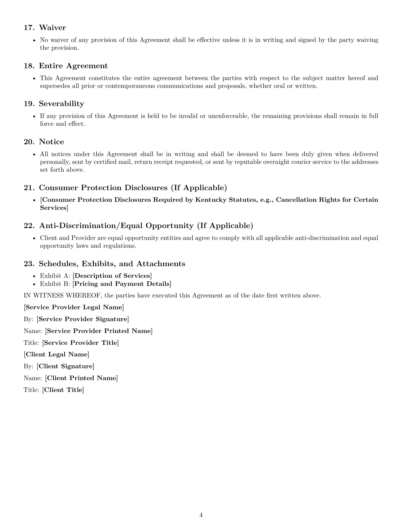 Preview page 4 of Free Kentucky service contract template