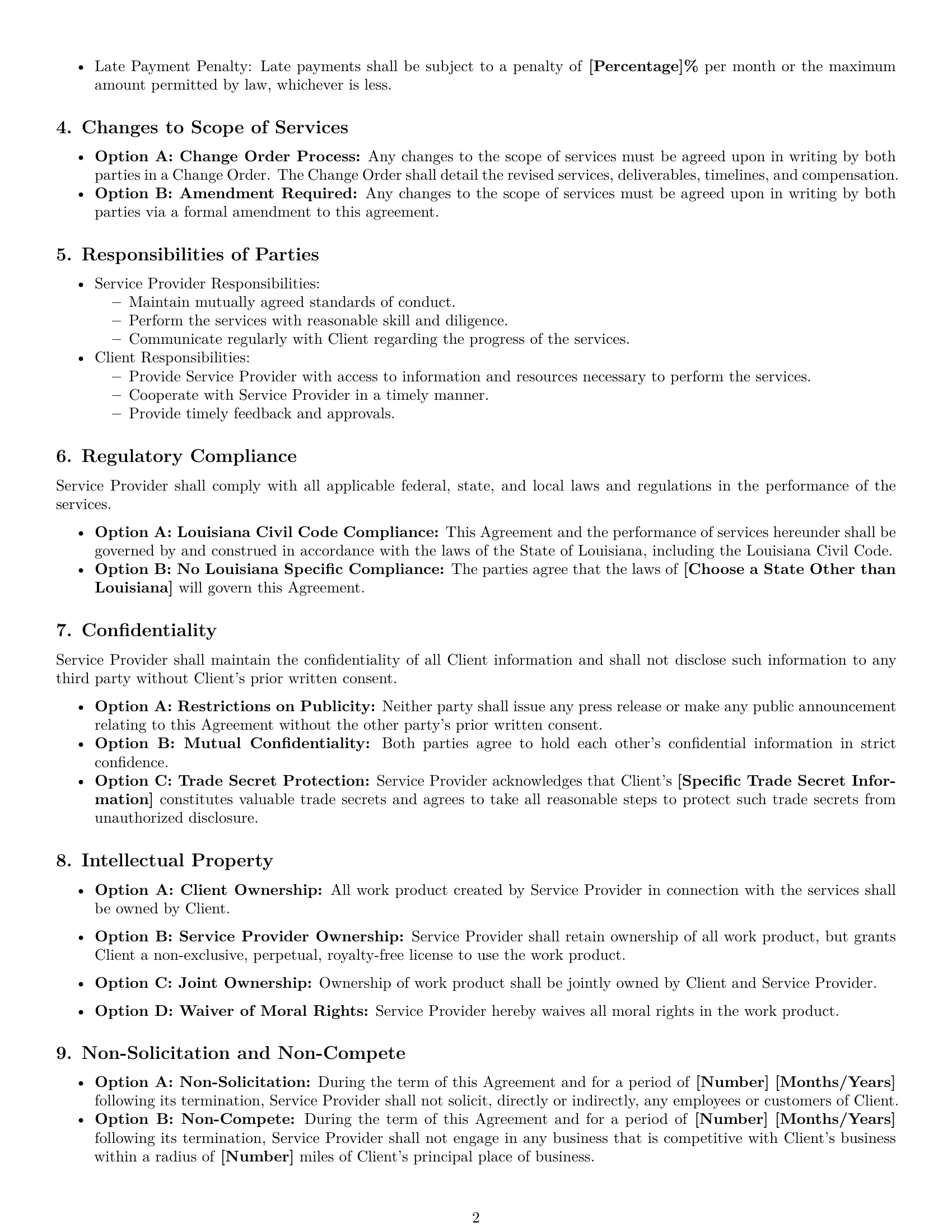 Preview page 2 of Free Louisiana service contract template