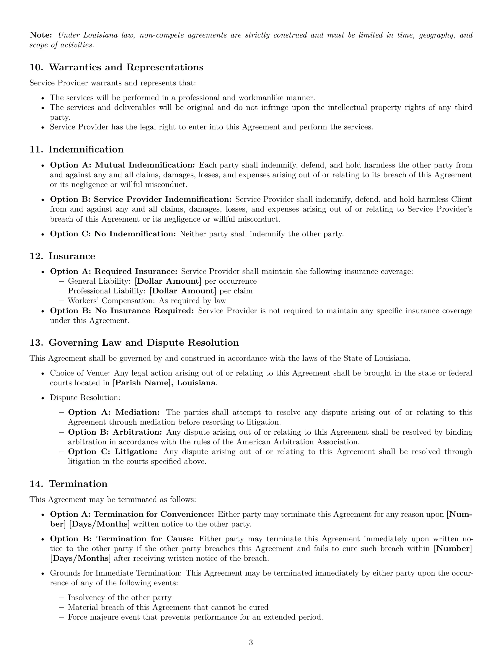 Preview page 3 of Free Louisiana service contract template