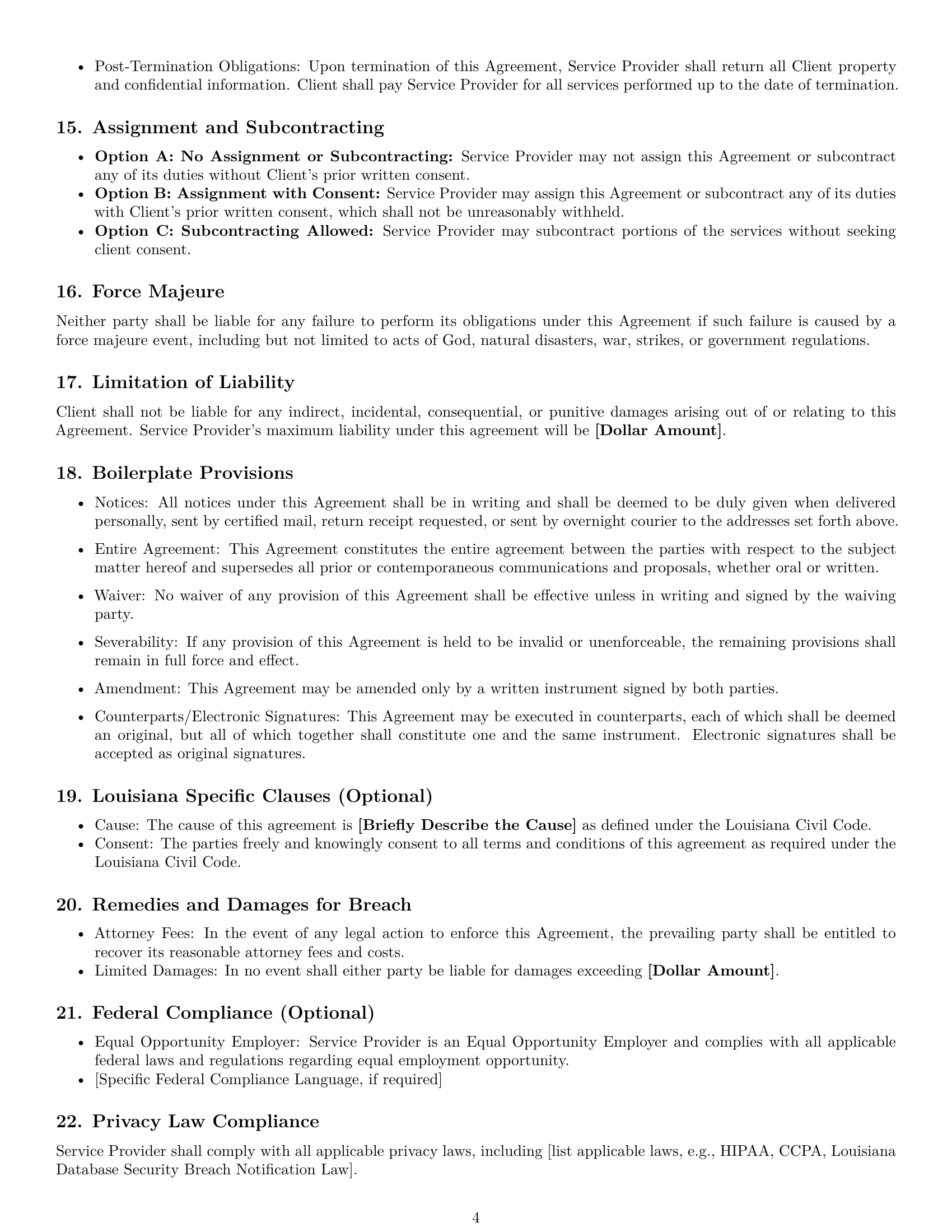 Preview page 4 of Free Louisiana service contract template