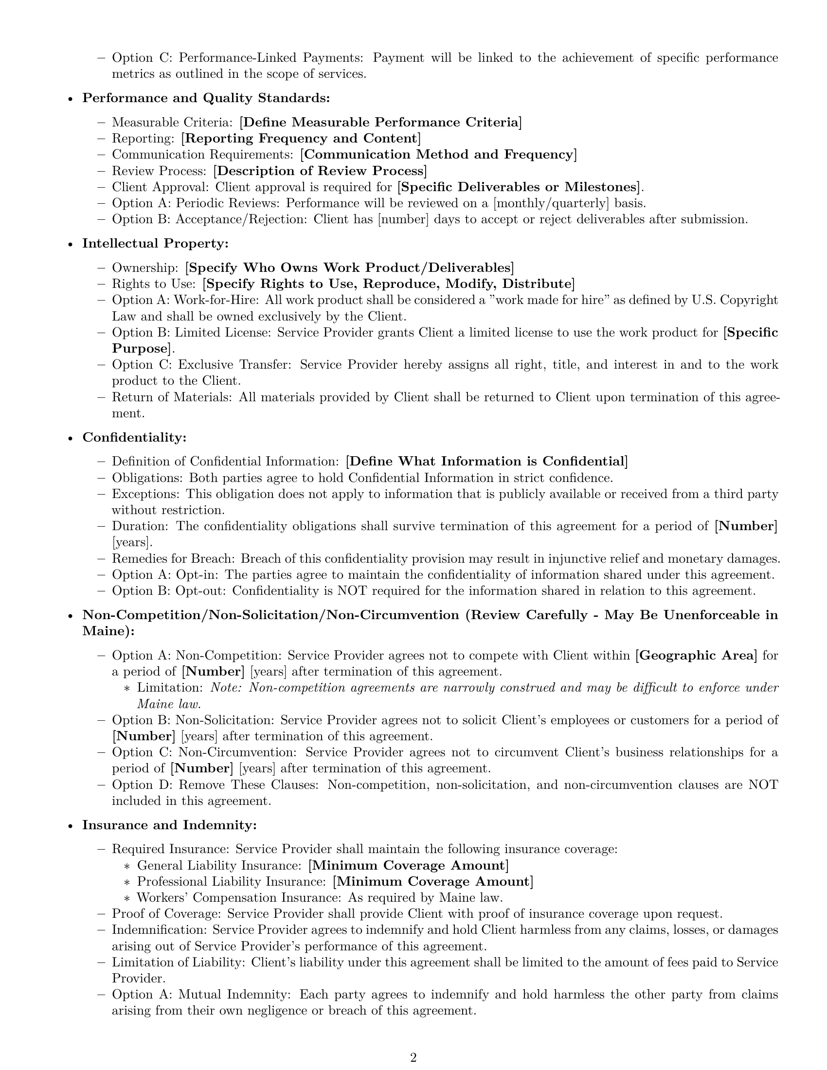 Preview page 2 of Free Maine service contract template