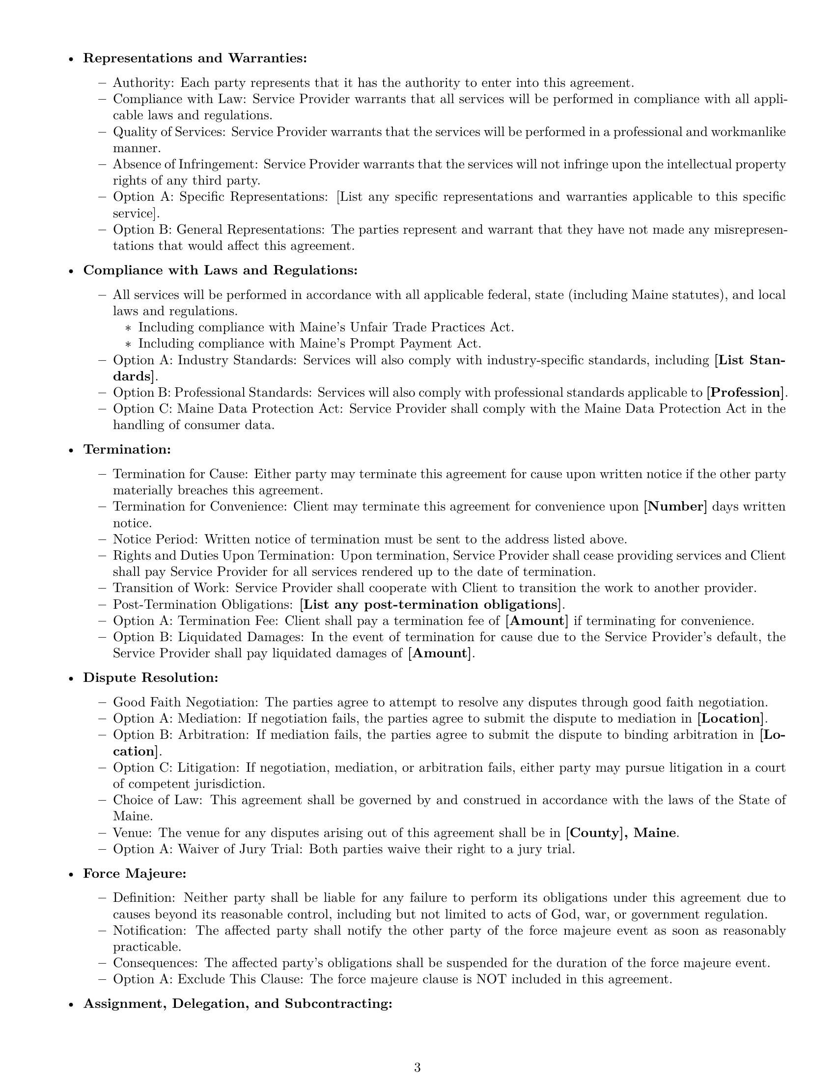 Preview page 3 of Free Maine service contract template