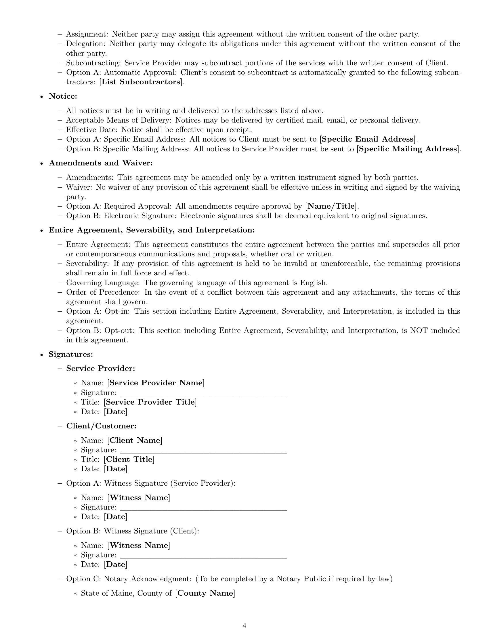 Preview page 4 of Free Maine service contract template