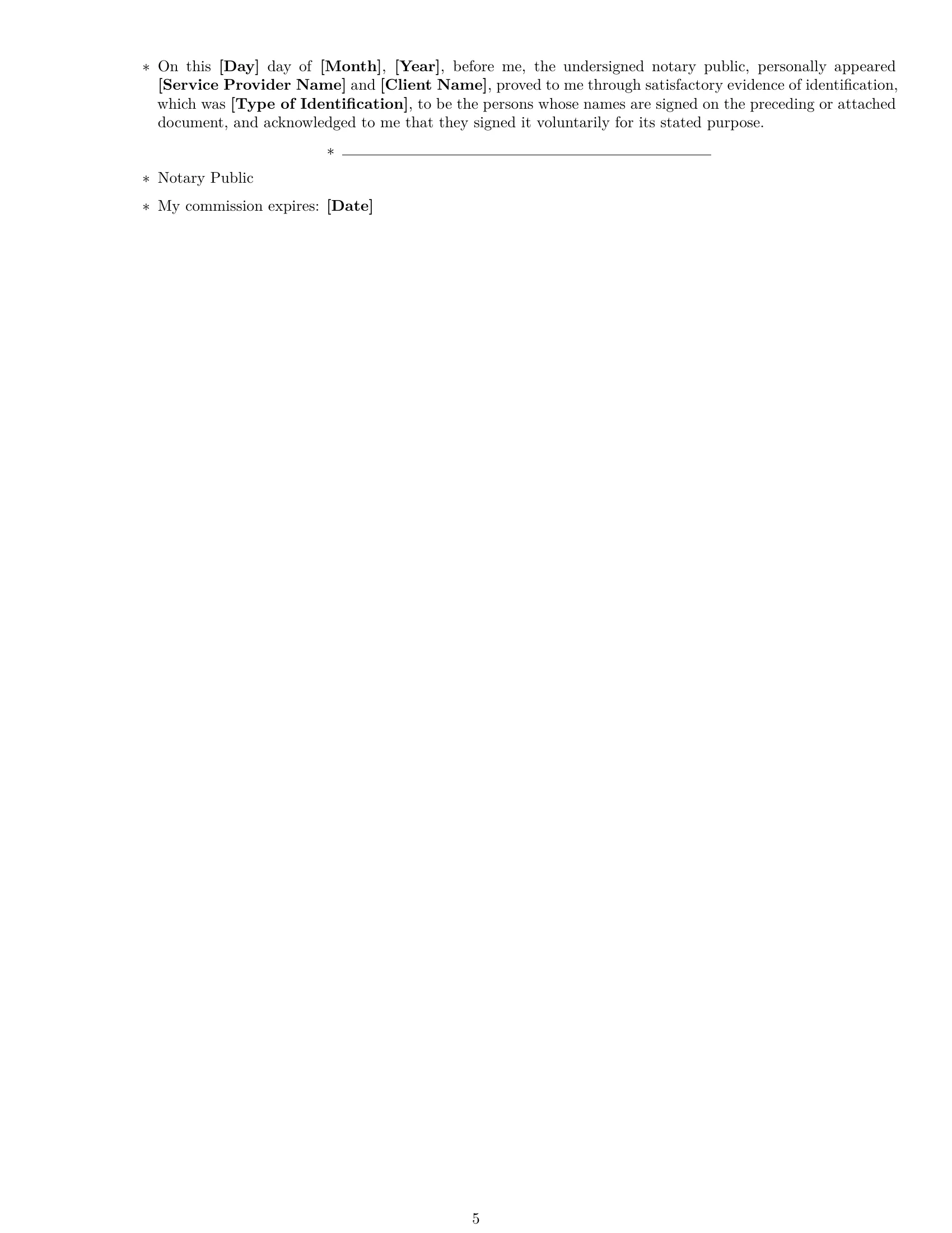 Preview page 5 of Free Maine service contract template