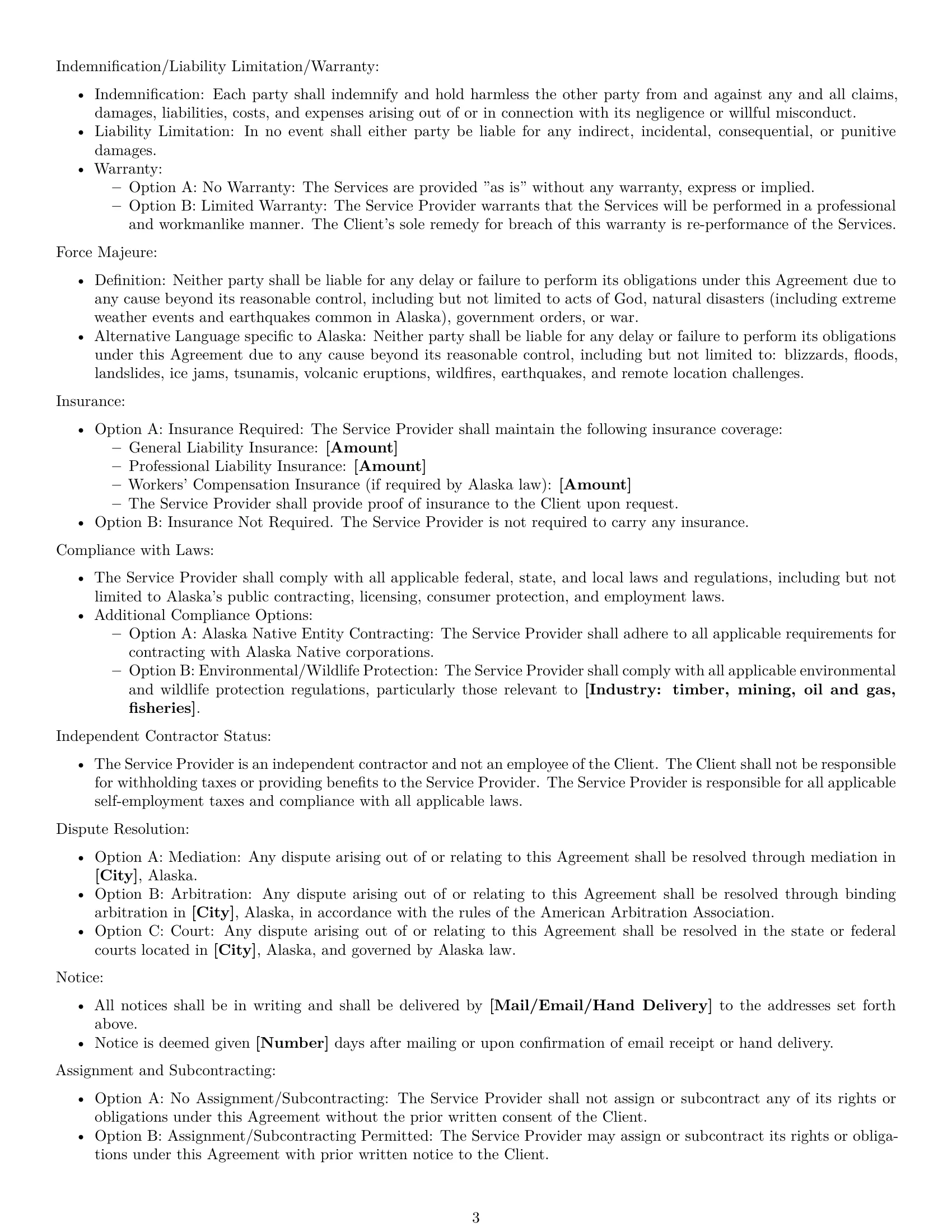 Preview page 3 of Free Alaska service contract template