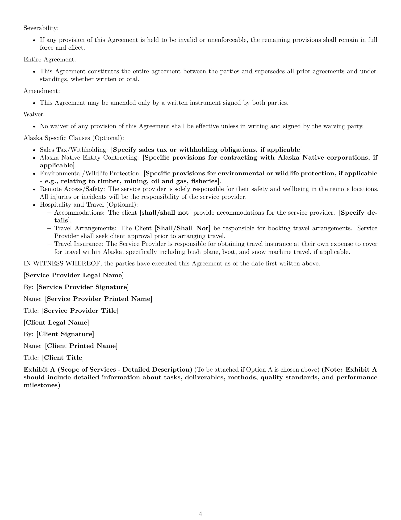 Preview page 4 of Free Alaska service contract template