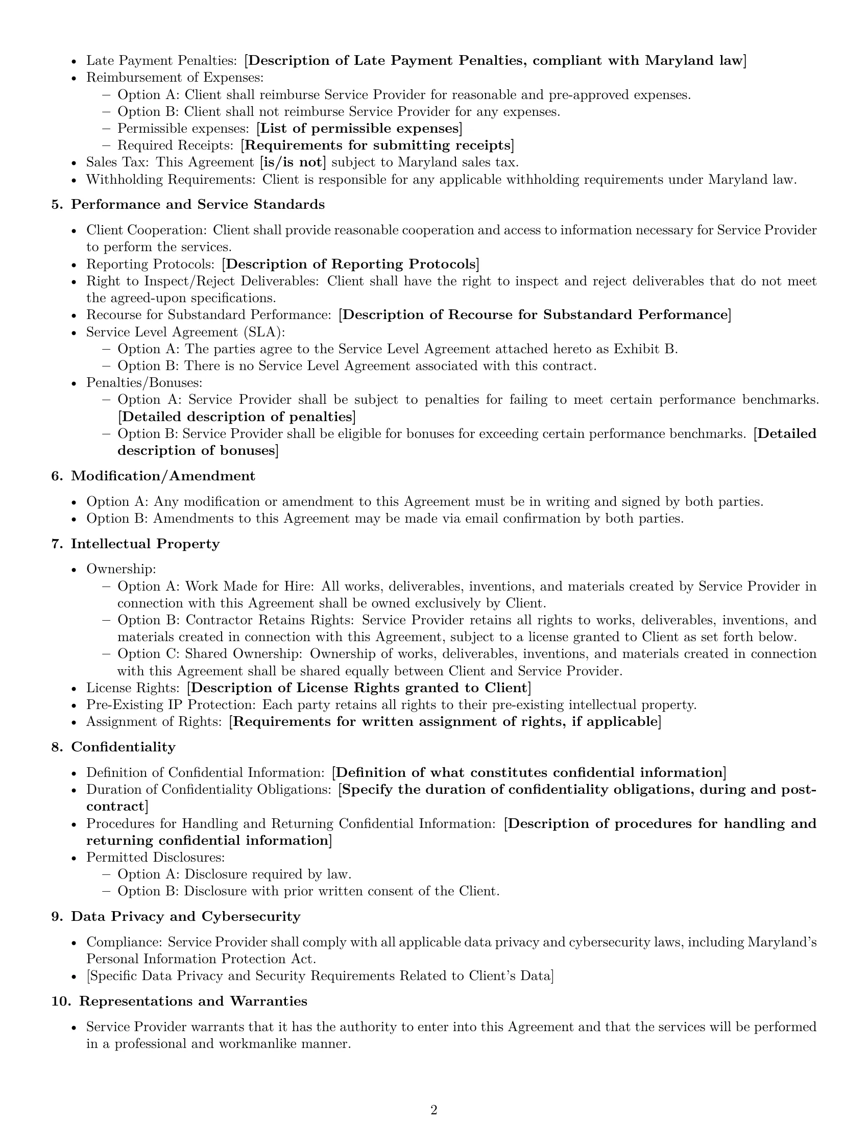 Preview page 2 of Free Maryland service contract template