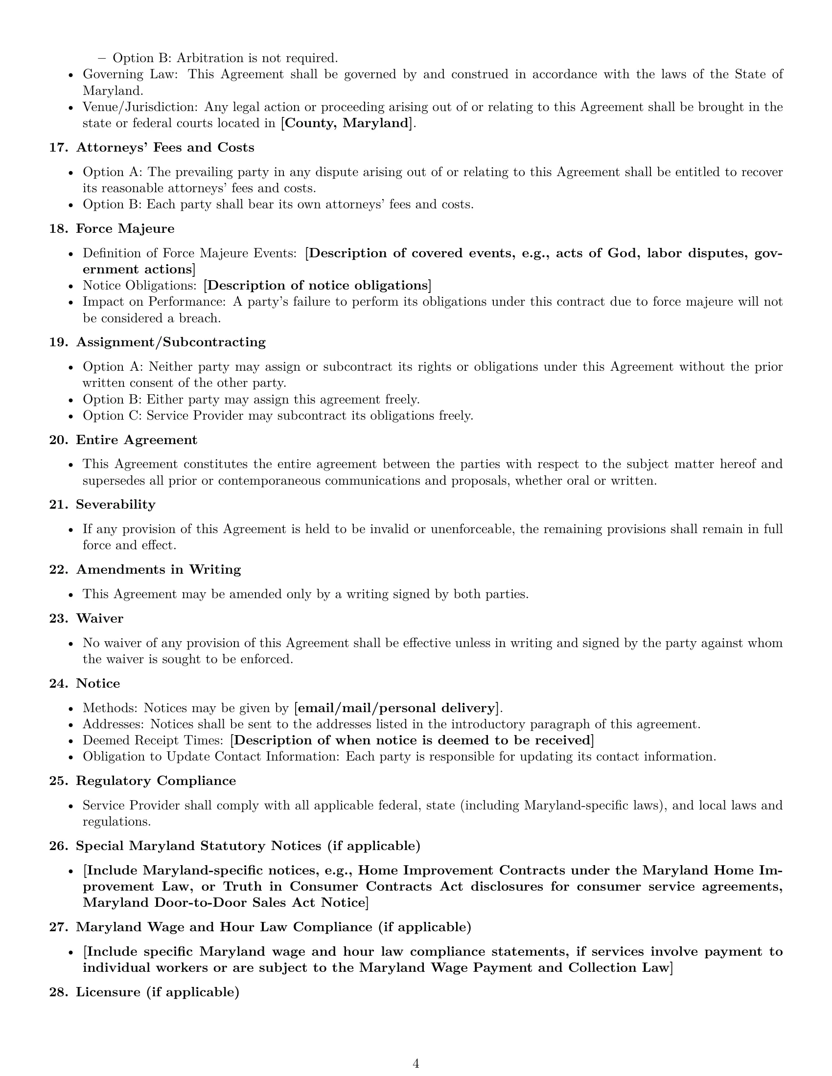 Preview page 4 of Free Maryland service contract template