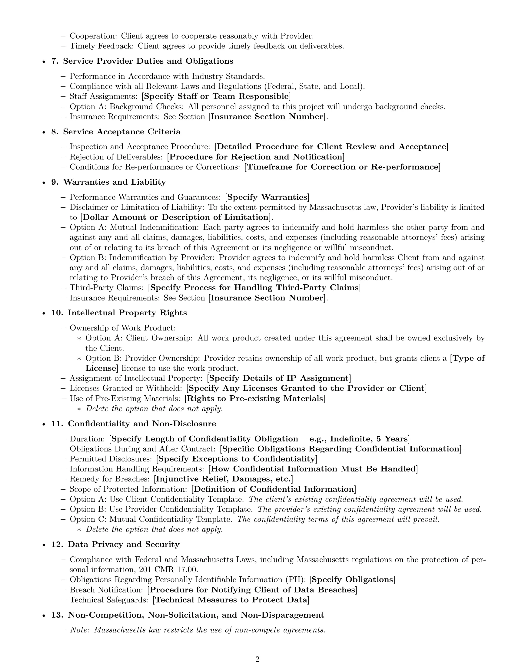 Preview page 2 of Free Massachusetts service contract template