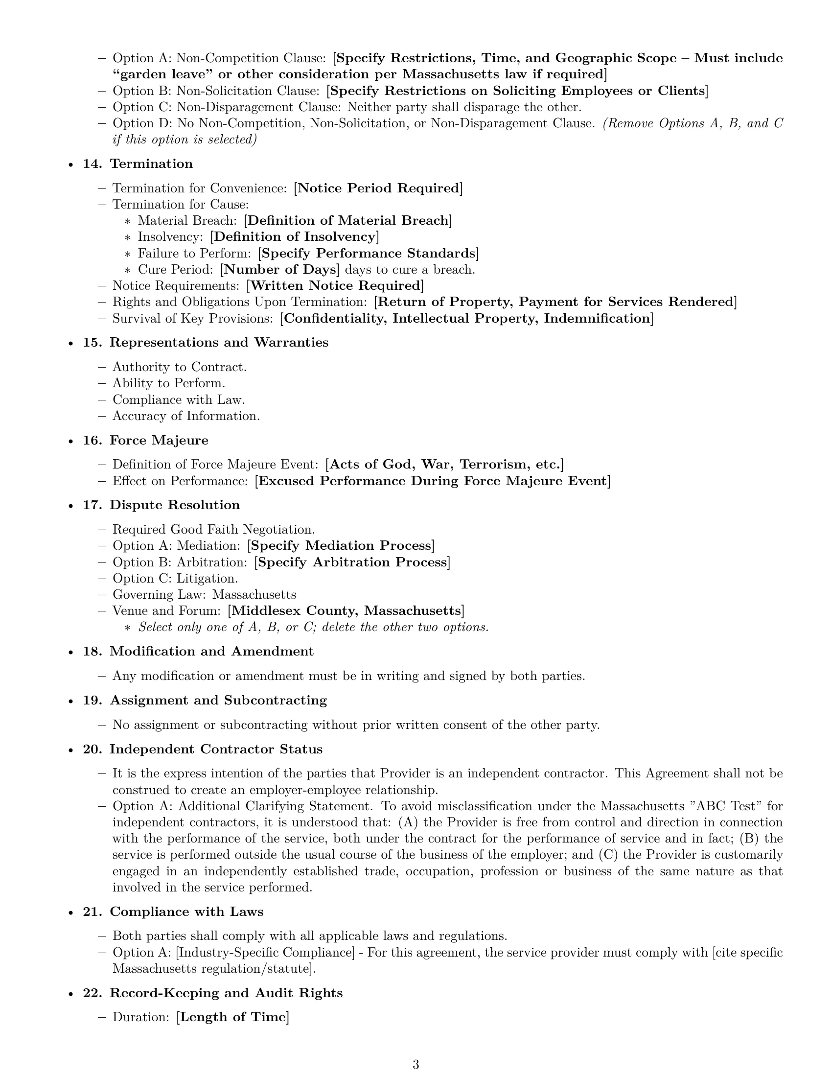 Preview page 3 of Free Massachusetts service contract template