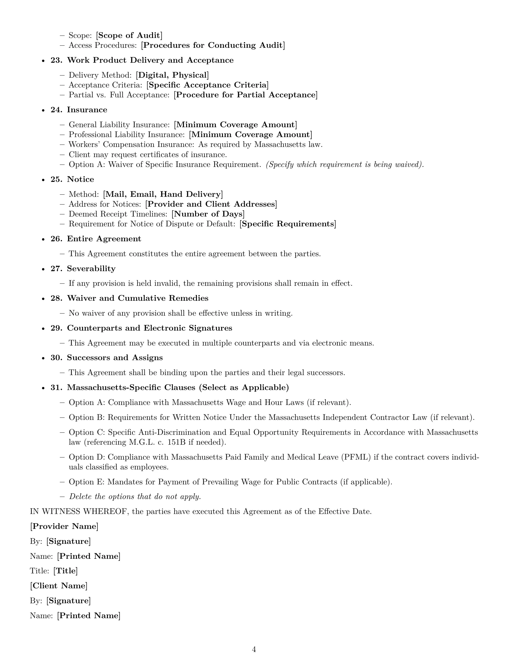 Preview page 4 of Free Massachusetts service contract template
